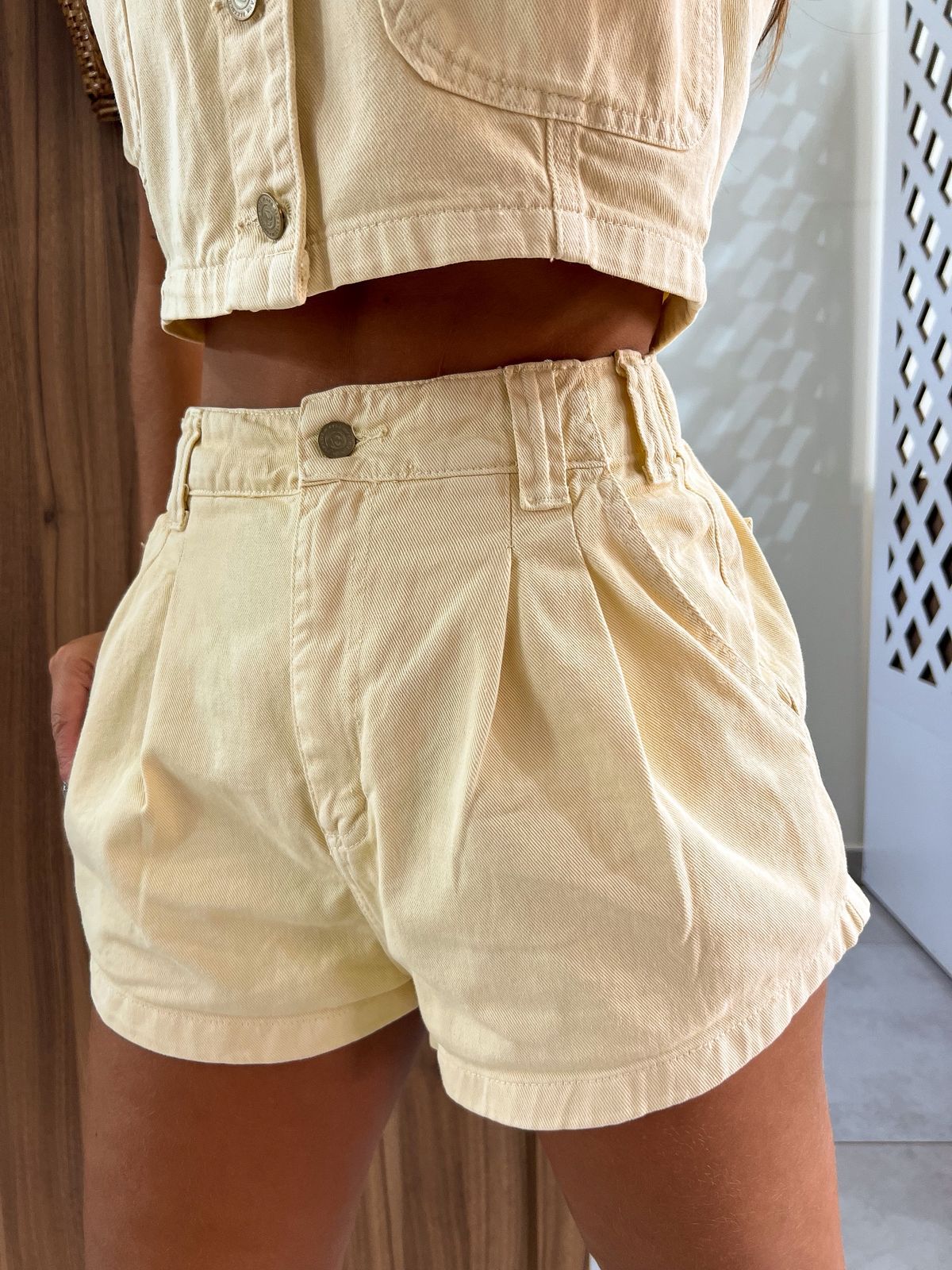 Short Jeans Cós Elástico Azzurra Amarelo Alcance