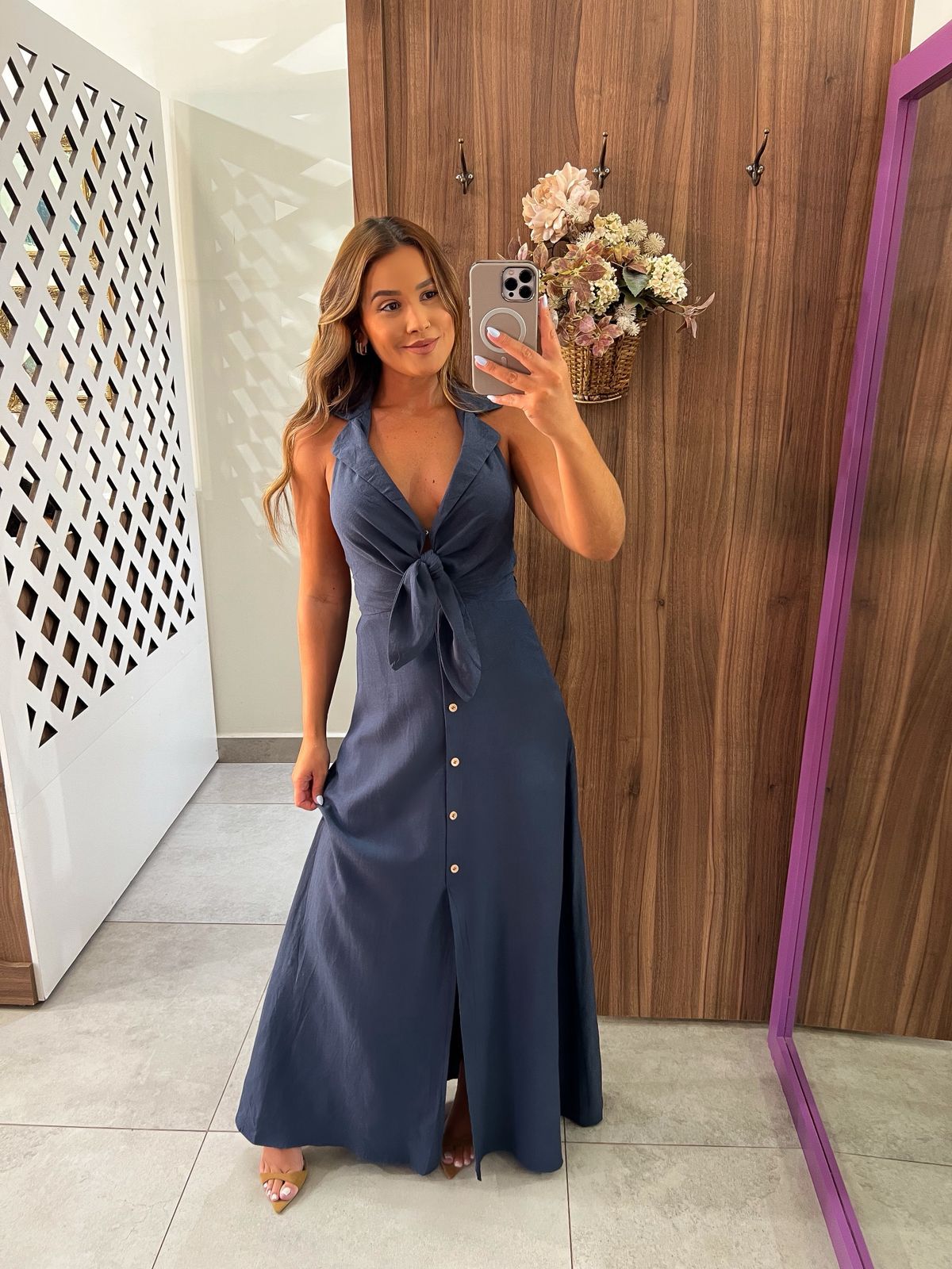 Vestido Longo Azul Marinho Santorini 