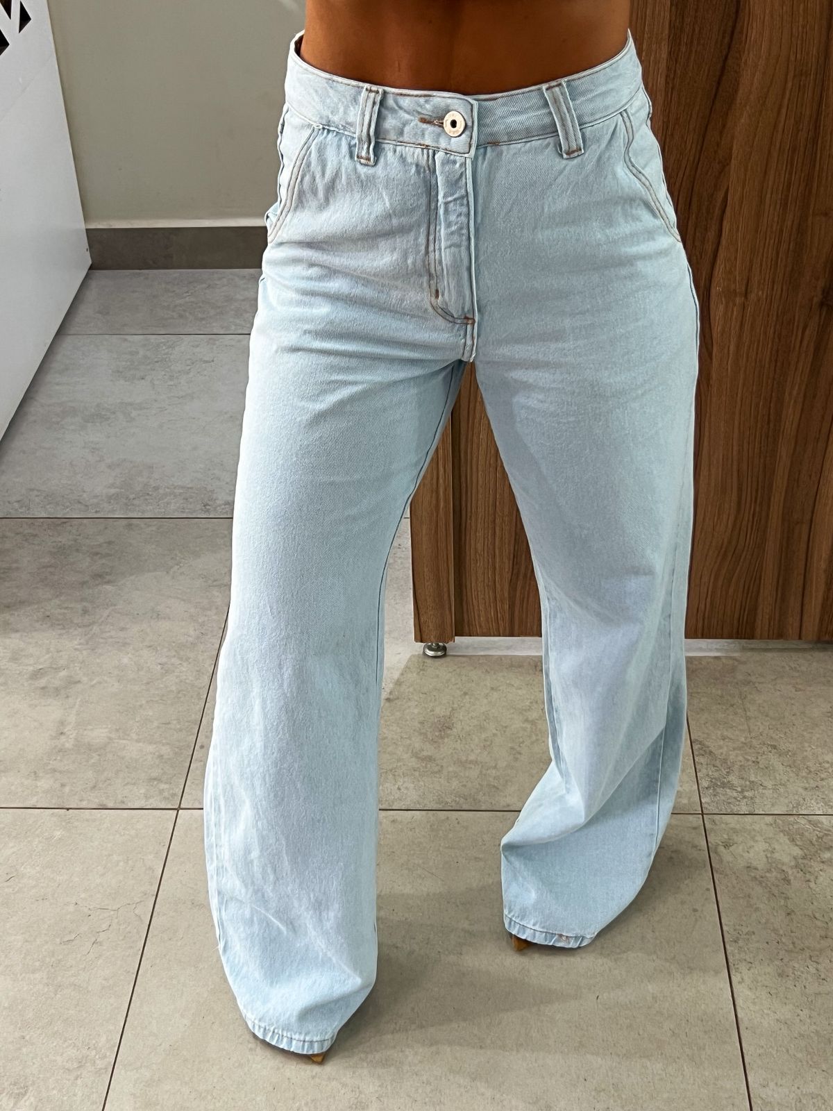 Calça Wide Leg Jeans Claro Nxo 