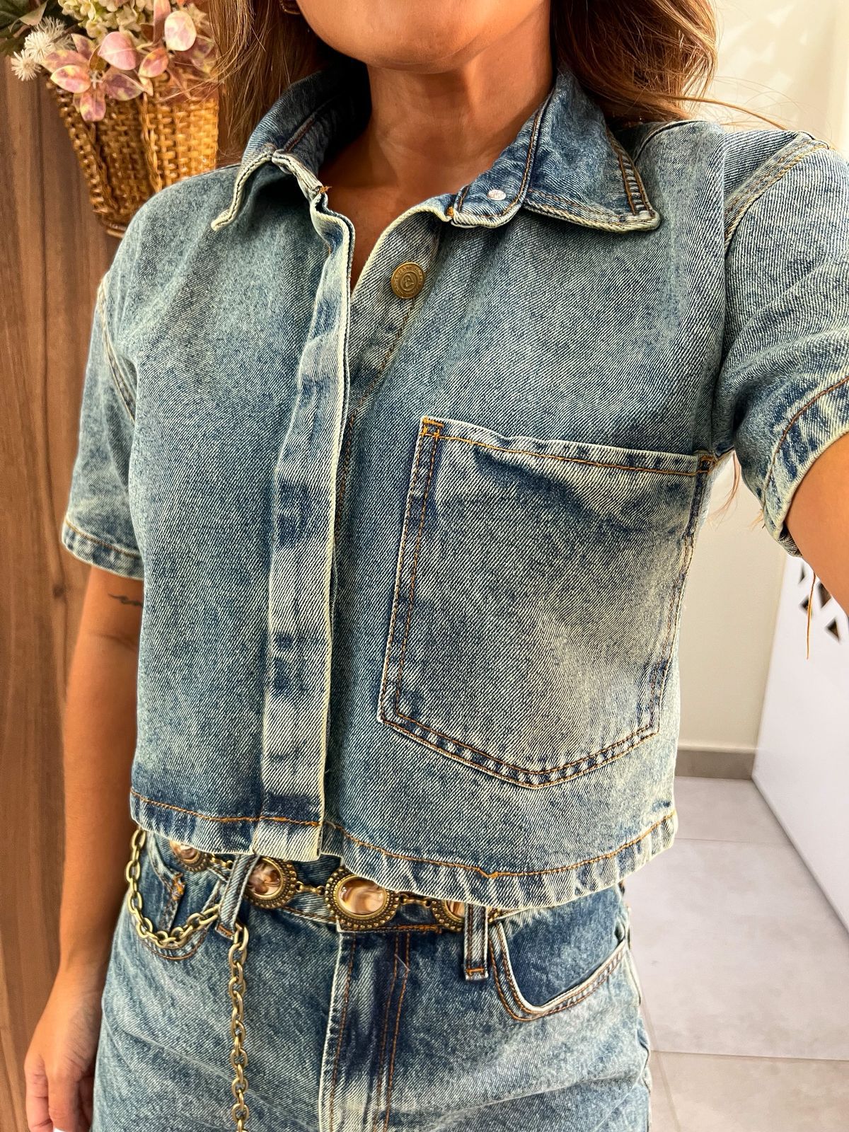 Camisa Cropped Essential Dirty Wash Alcance