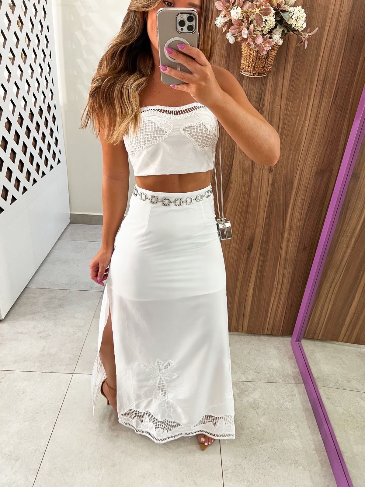 Conjunto Branco Longo Poliana