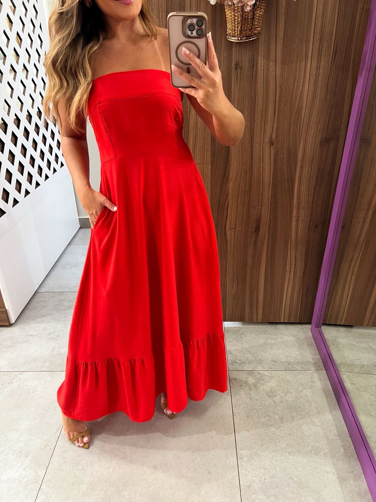 Vestido Sem Mangas Vermelho Paola