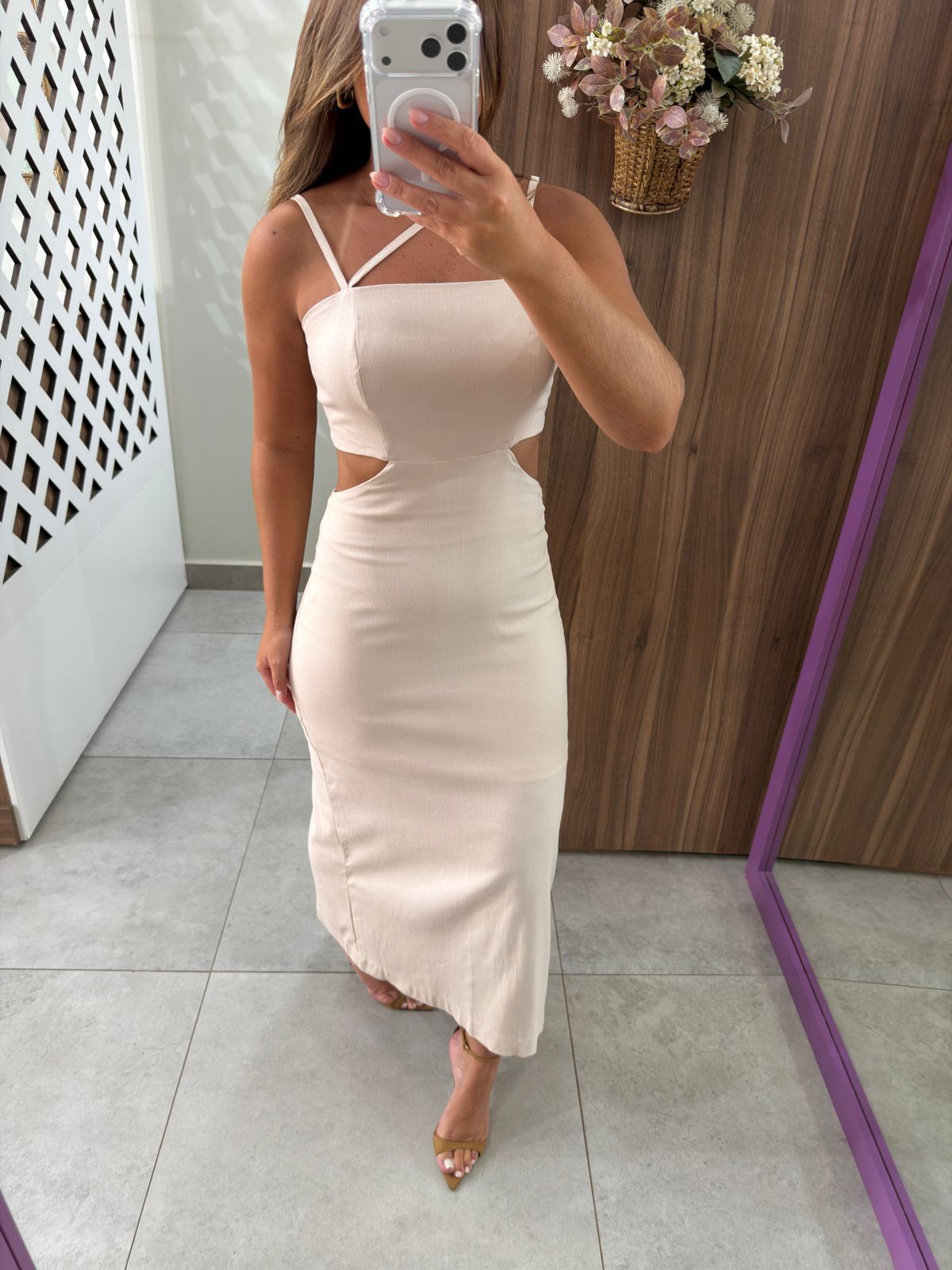 Vestido Midi Linho Bege Maisa