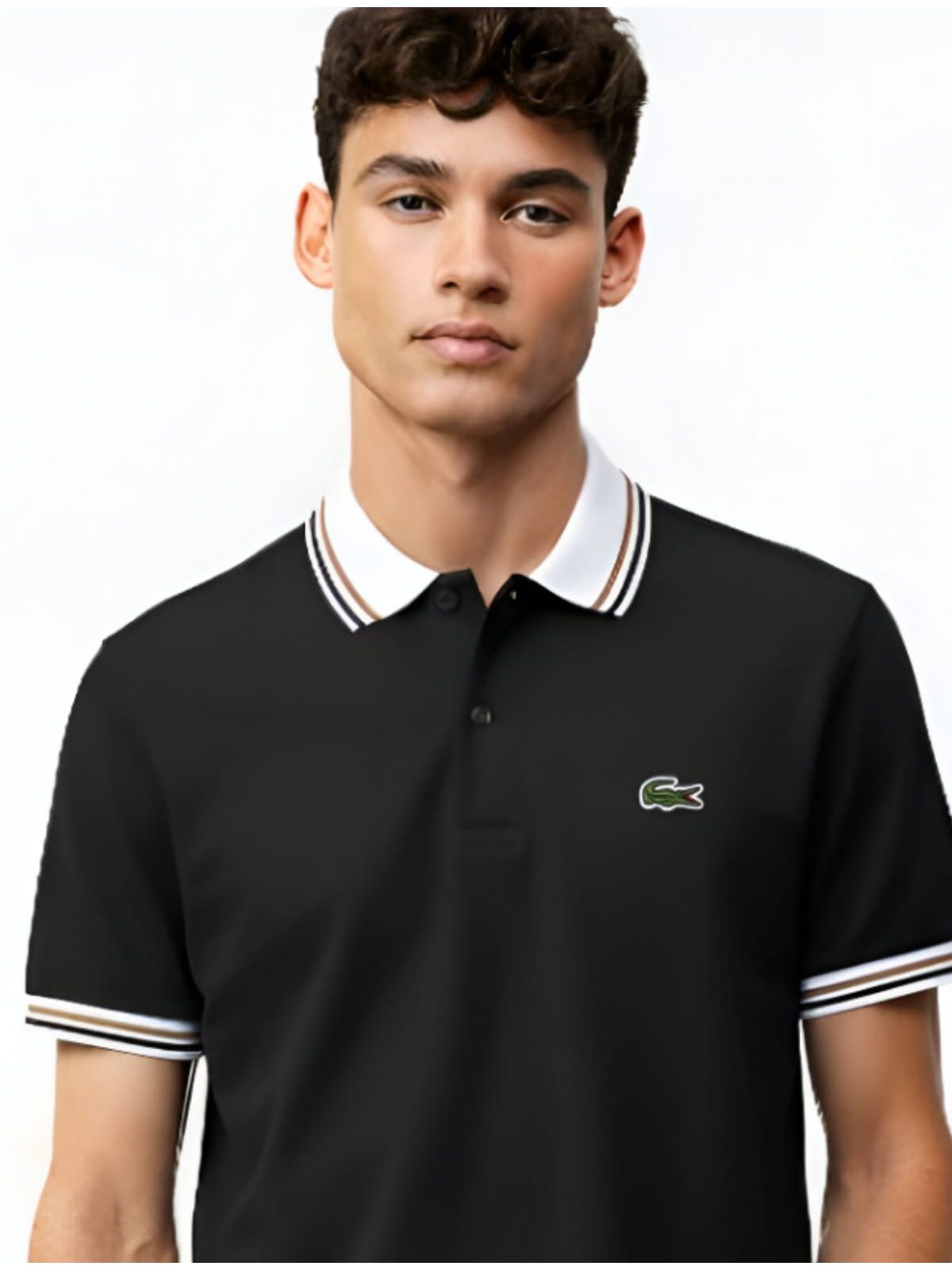 Gola Polo Lacoste Diferenciada Importada -Preta Go... - SP GRIFES - Camisetas Importadas no Atacado