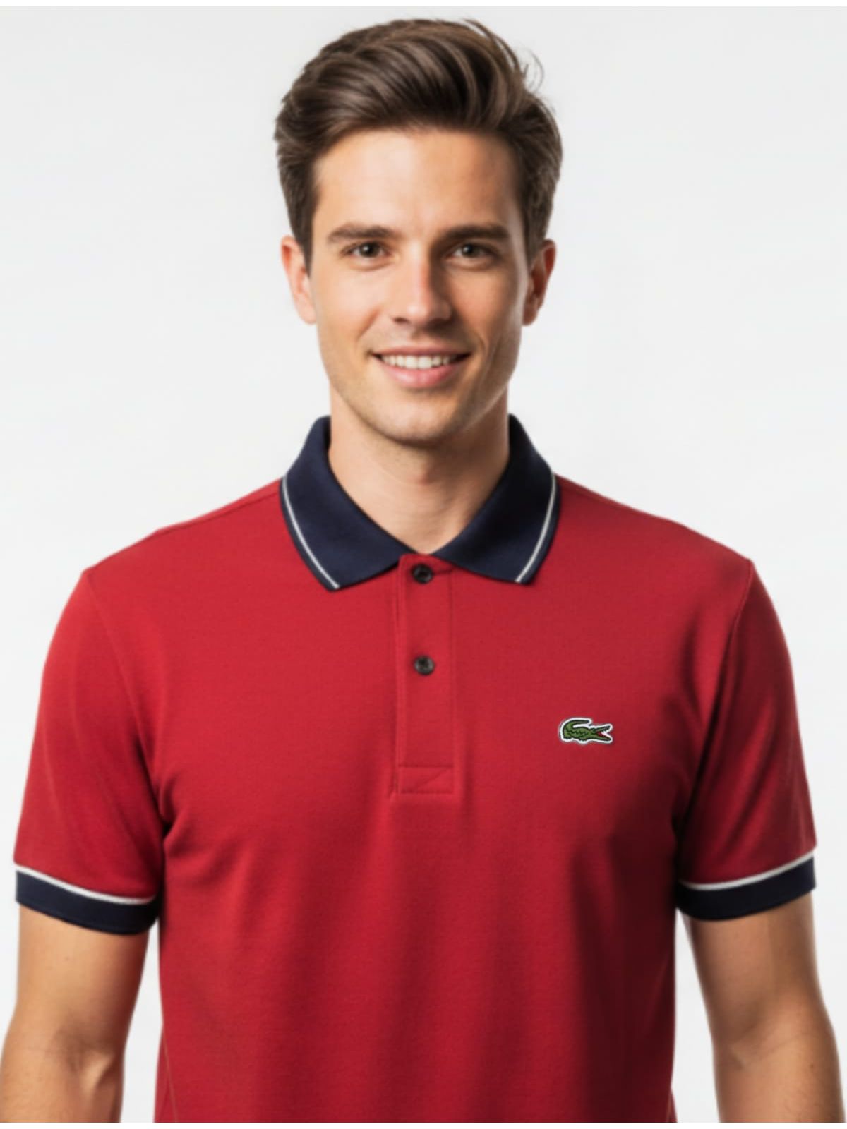 Gola Polo Lacoste Diferenciada Importada - Vinho - SP GRIFES - Camisetas Importadas no Atacado