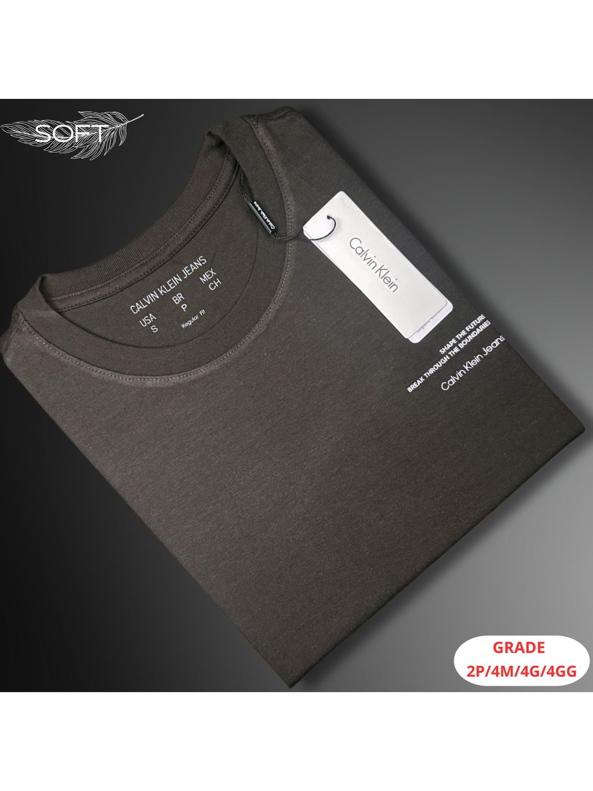 CAMISETA CALVIN KLEIN NACIONAL - CINZA - SP GRIFES - Camisetas Importadas no Atacado