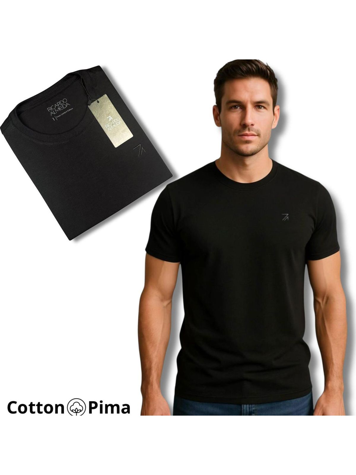 CAMISETA RICARDO ALMEIDA NACIONAL - PRETA - SP GRIFES - Camisetas Importadas no Atacado