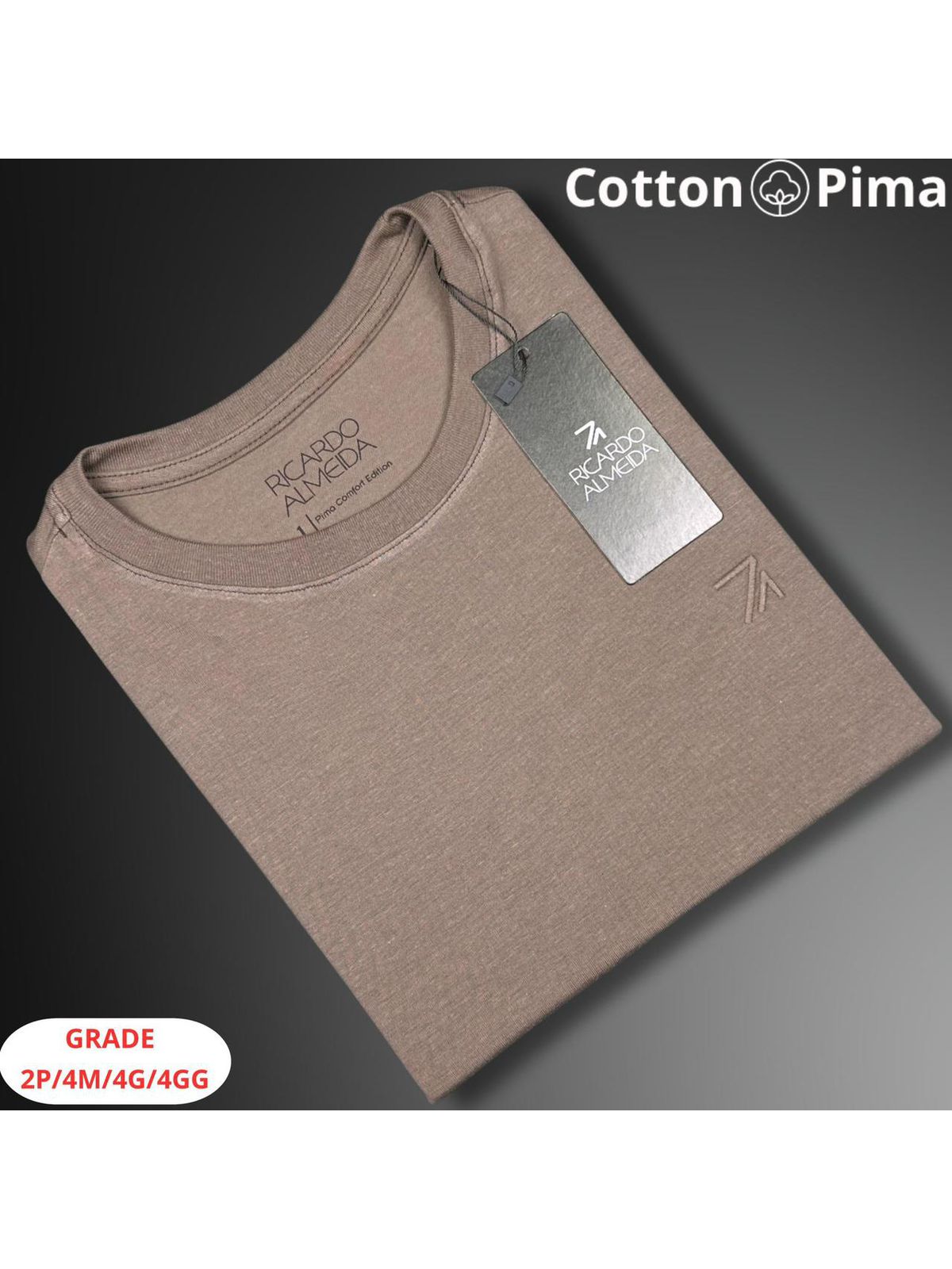 CAMISETA RICARDO ALMEIDA NACIONAL - MARROM - SP GRIFES - Camisetas Importadas no Atacado
