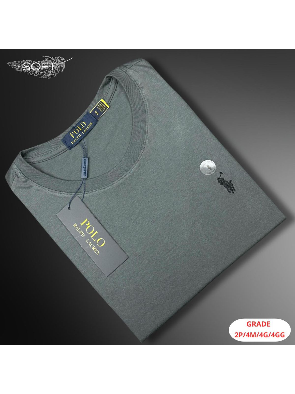 CAMISETA RALPH LAUREN NACIONAL - CINZA - SP GRIFES - Camisetas Importadas no Atacado