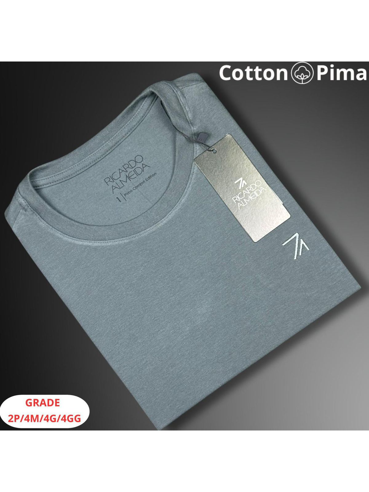 CAMISETA RICARDO ALMEIDA NACIONAL - CINZA - SP GRIFES - Camisetas Importadas no Atacado