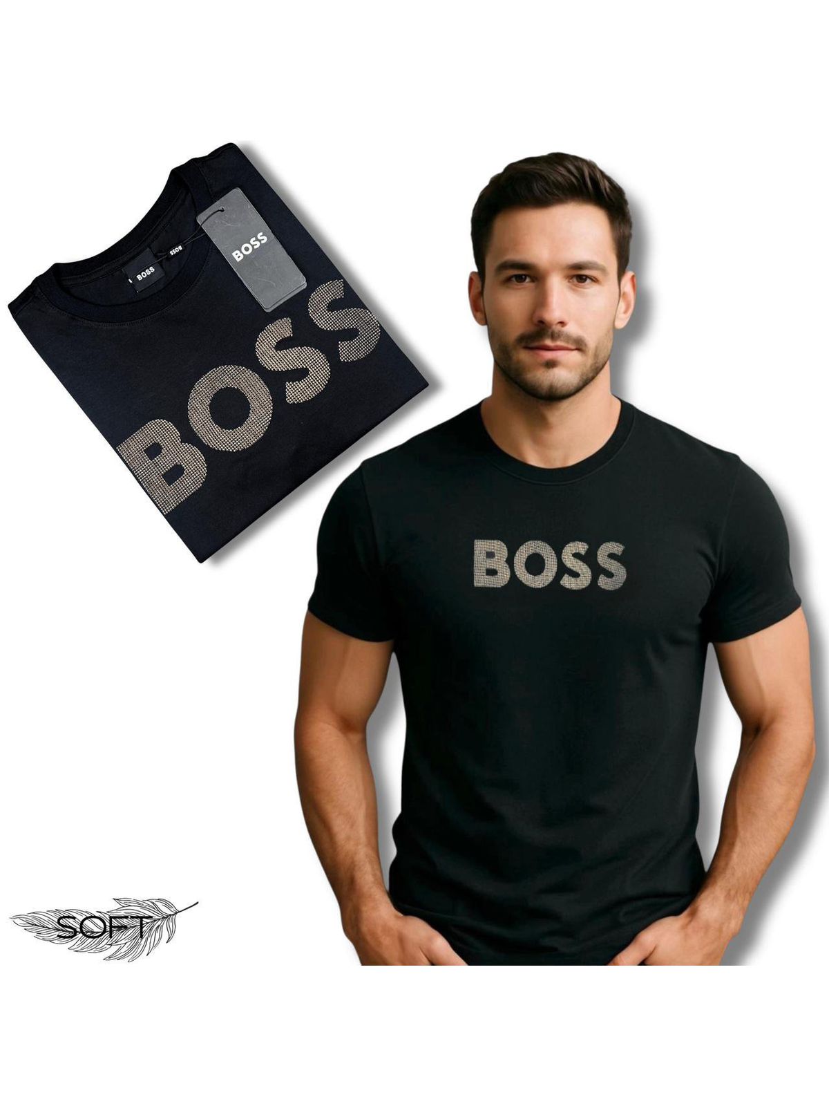 CAMISETA HUGO BOSS NACIONAL - LOGO AMARELA - SP GRIFES - Camisetas Importadas no Atacado