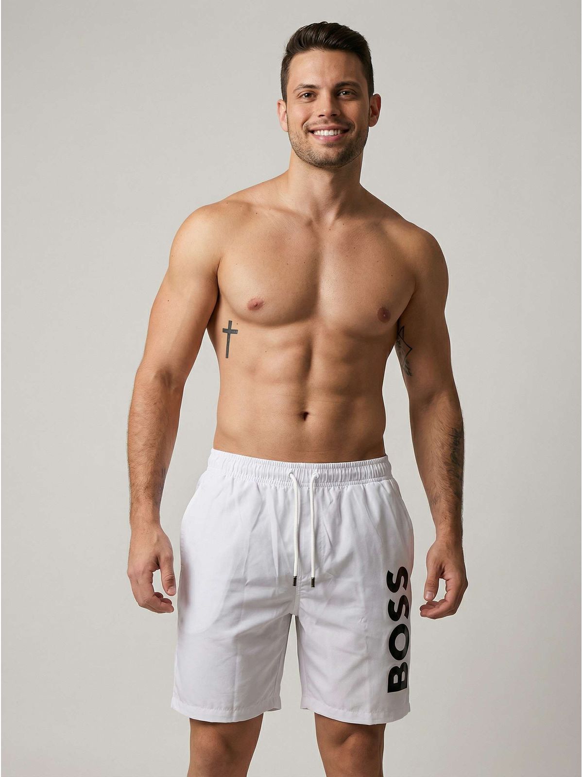 SHORT HUGO BOSS - BRANCO - SP GRIFES - Camisetas Importadas no Atacado