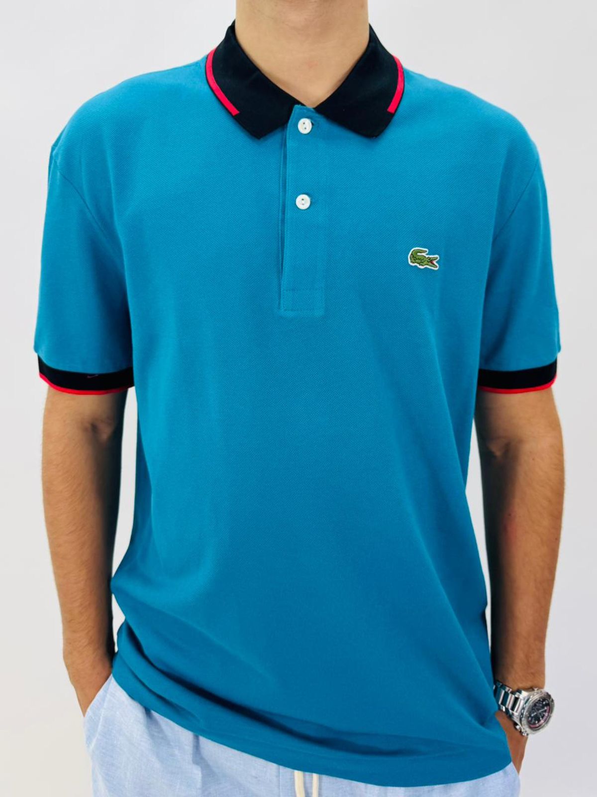 Gola Polo Lacoste Diferenciada Importada - Azul - SP GRIFES - Camisetas Importadas no Atacado