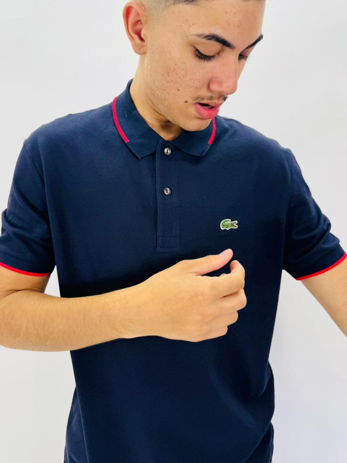 Gola Polo Lacoste Diferenciada Importada - Marinho... - SP GRIFES - Camisetas Importadas no Atacado