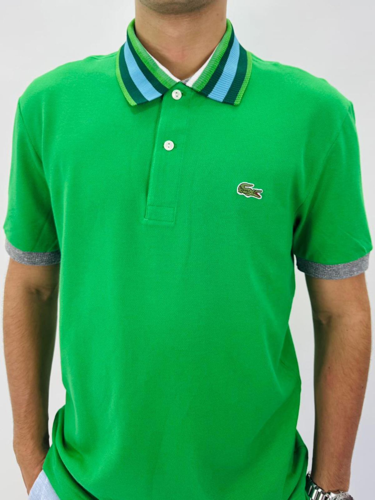 Gola Polo Lacoste Diferenciada Importada - Verde - SP GRIFES - Camisetas Importadas no Atacado