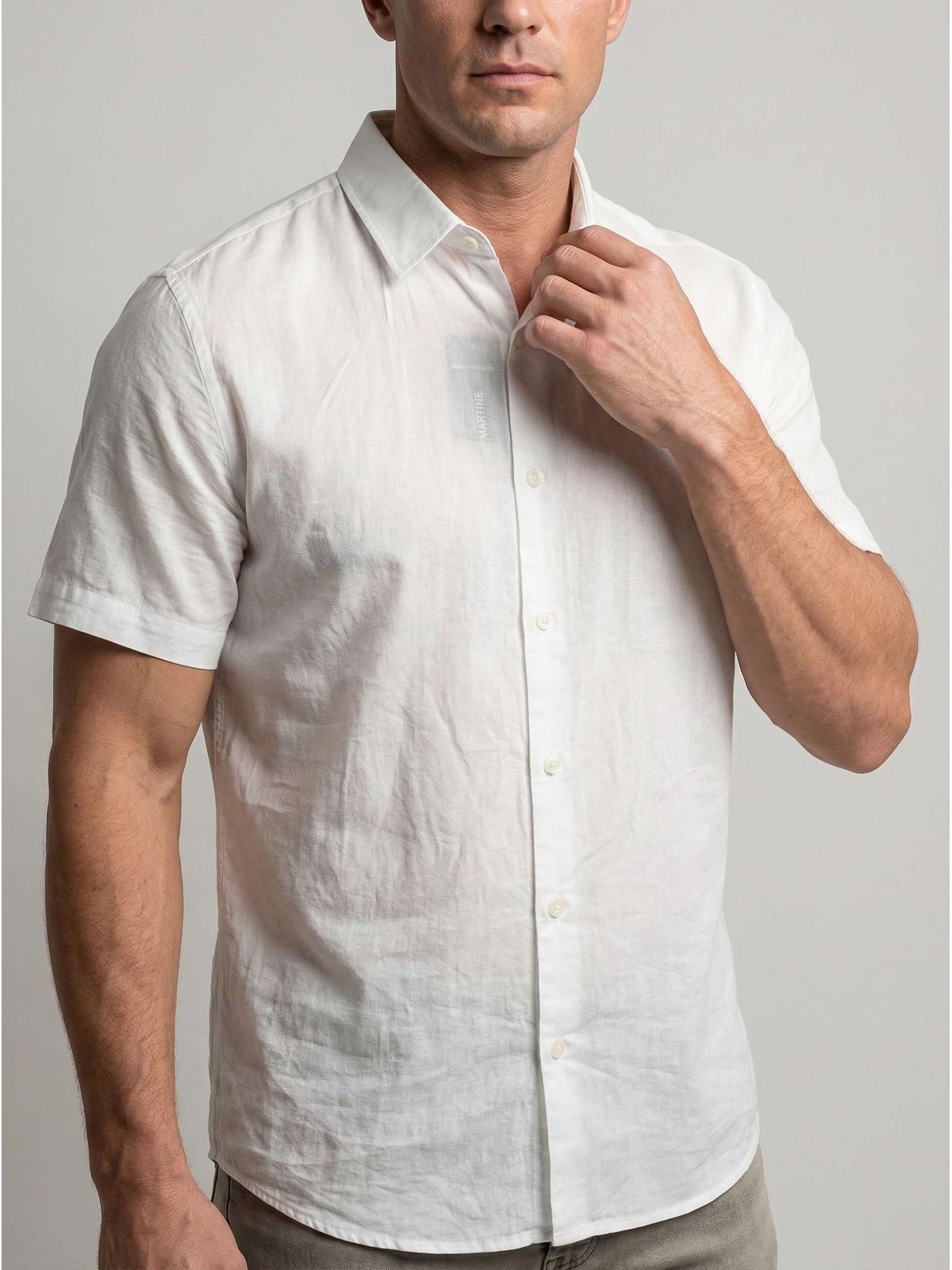 CAMISA SOCIAL BARI MARTINE LORENZO - BRANCO - SP GRIFES - Camisetas Importadas no Atacado