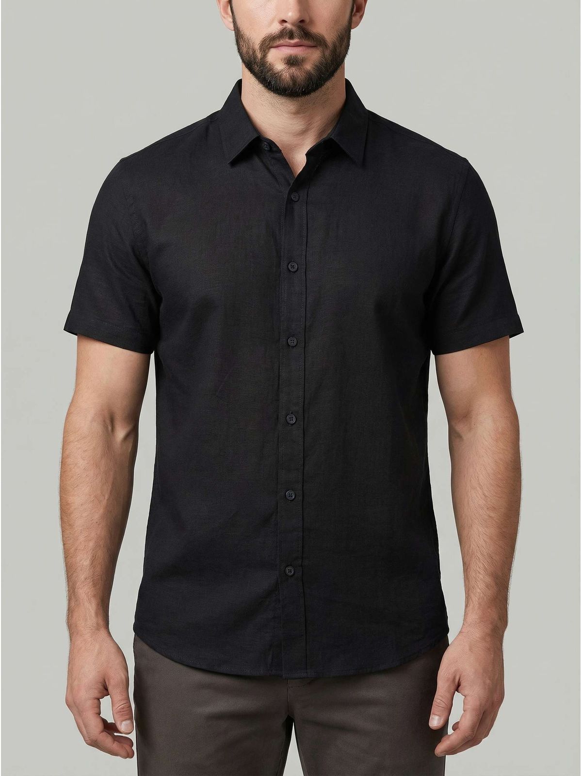 CAMISA SOCIAL BARI MARTINE LORENZO - PRETO - SP GRIFES - Camisetas Importadas no Atacado
