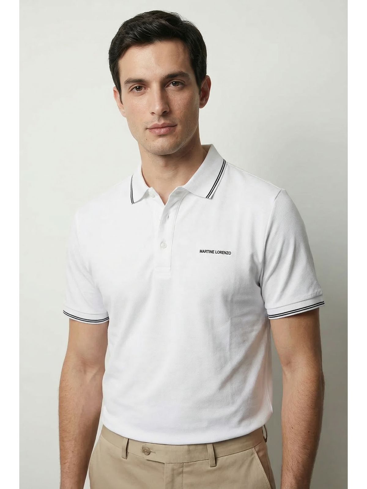 GOLA POLO RIMINI MARTINE LORENZO - BRANCO - SP GRIFES - Camisetas Importadas no Atacado