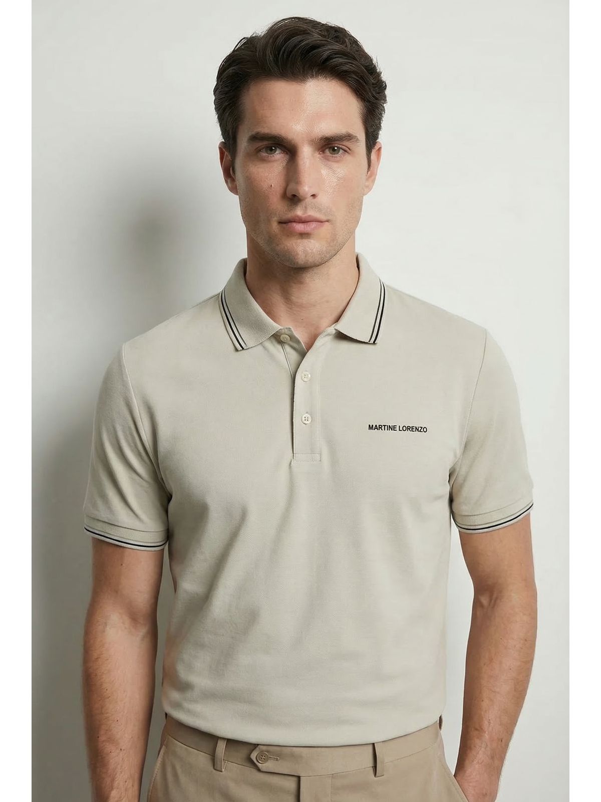 GOLA POLO RIMINI MARTINE LORENZO - BEGE - SP GRIFES - Camisetas Importadas no Atacado