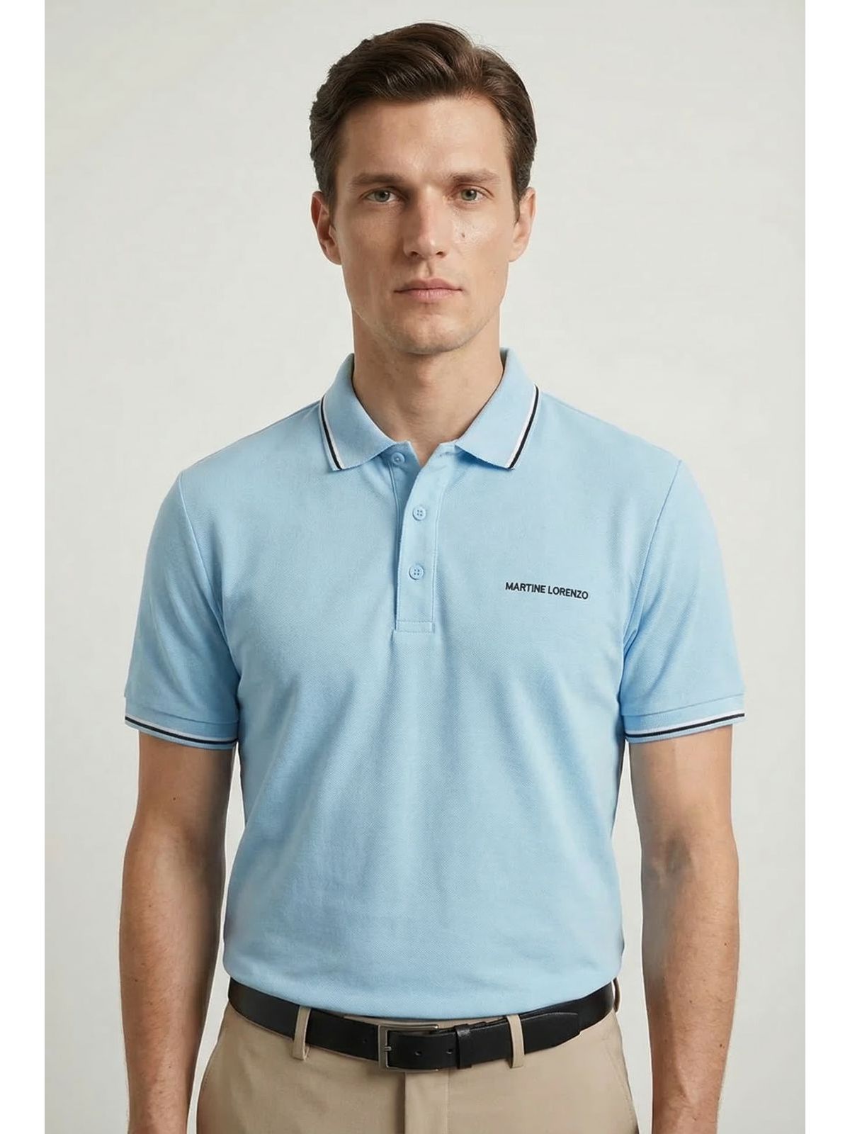 GOLA POLO RIMINI MARTINE LORENZO - AZUL CLARO - SP GRIFES - Camisetas Importadas no Atacado