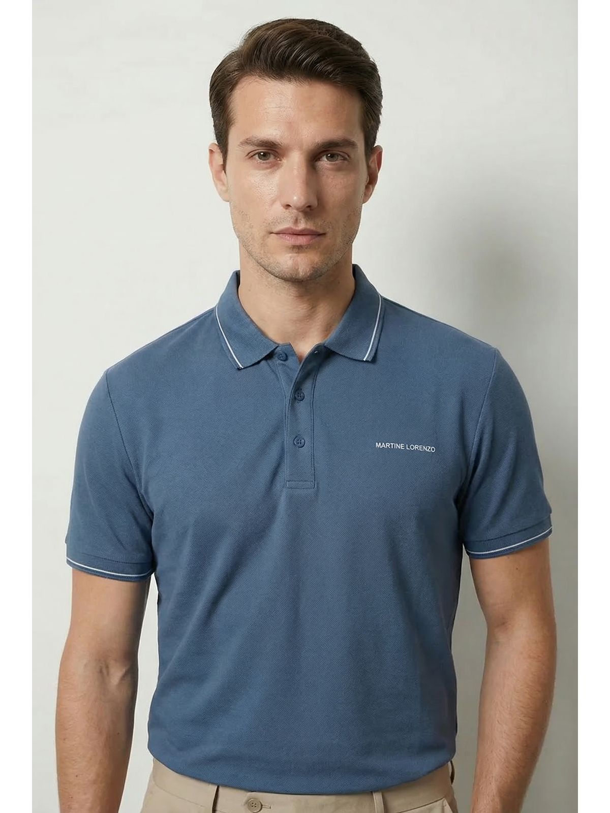 GOLA POLO RIMINI MARTINE LORENZO - AZUL PETRÓLEO - SP GRIFES - Camisetas Importadas no Atacado