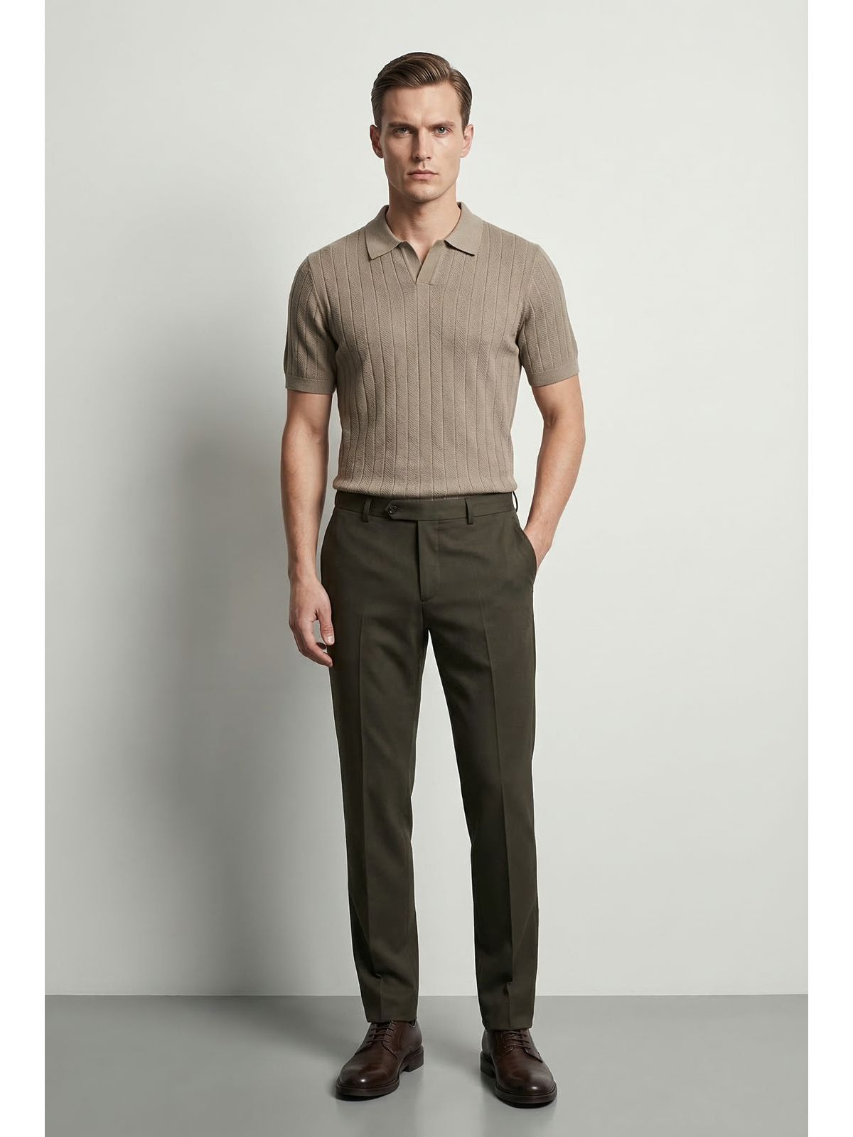 GOLA POLO TRICÔ MARTINE LORENZO - MARROM CLARO - SP GRIFES - Camisetas Importadas no Atacado