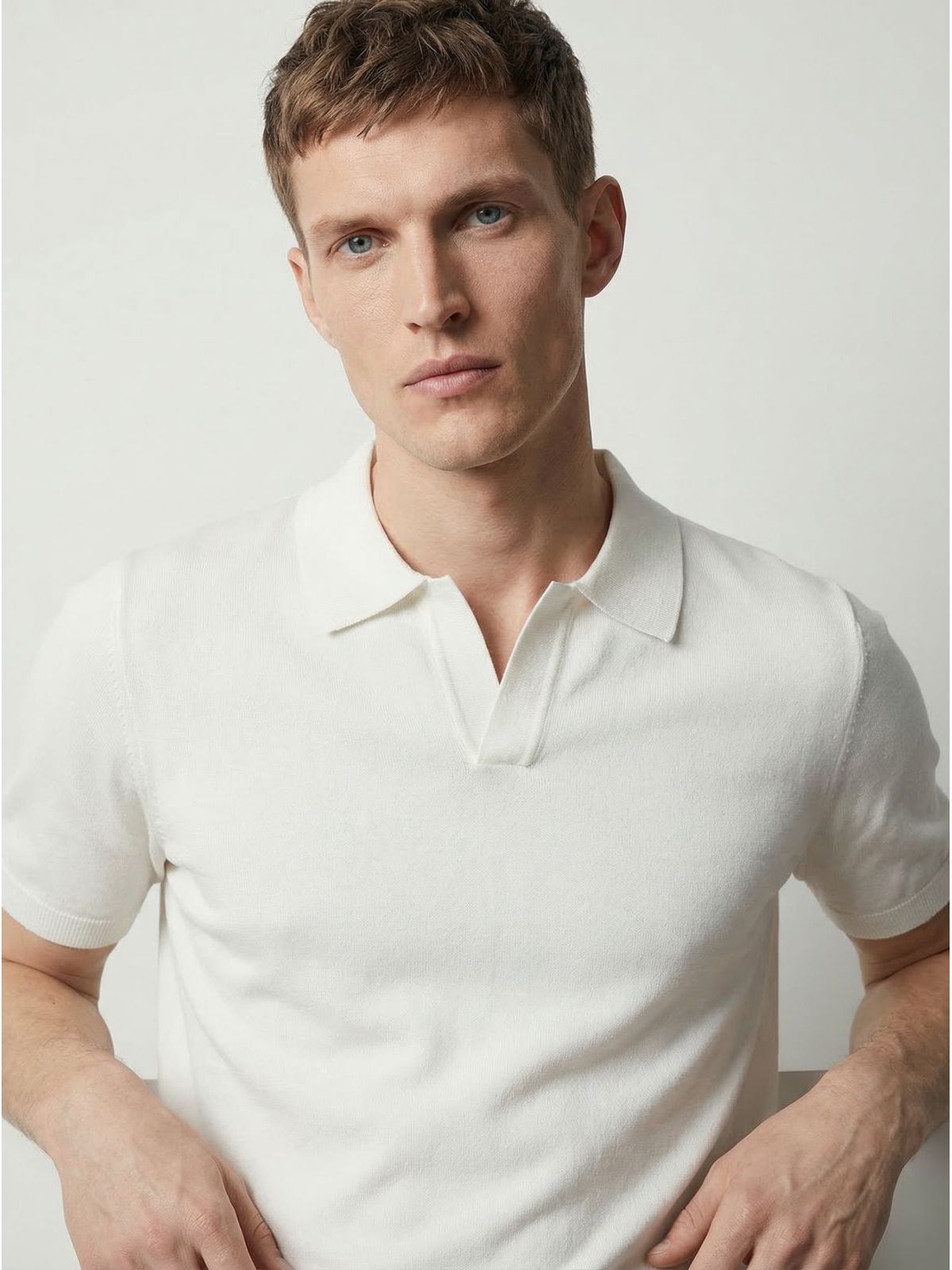 GOLA POLO TRICÔ MARTINE LORENZO - BRANCO - SP GRIFES - Camisetas Importadas no Atacado