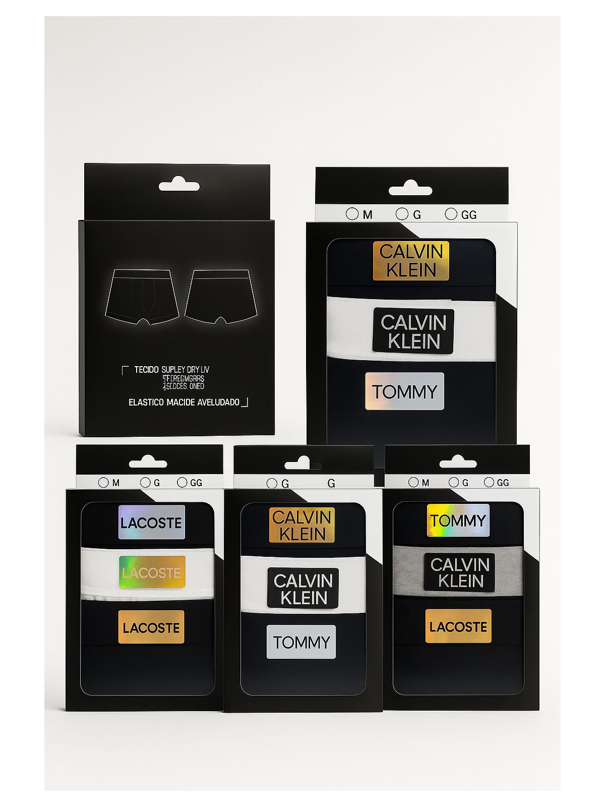 KIT 3 CUECAS Dry UV - MARCAS E CORES VARIADAS - SP GRIFES - Camisetas Importadas no Atacado