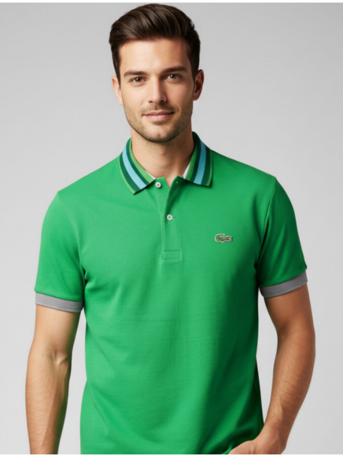 Gola Polo Lacoste Diferenciada Importada - Verde - SP GRIFES - Camisetas Importadas no Atacado