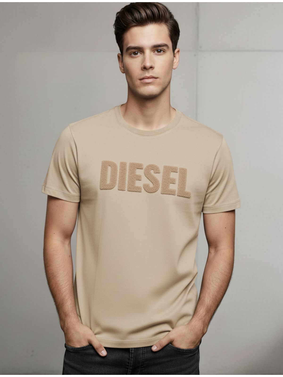 Camiseta Diferenciada Diesel - Bege - SP GRIFES - Camisetas Importadas no Atacado