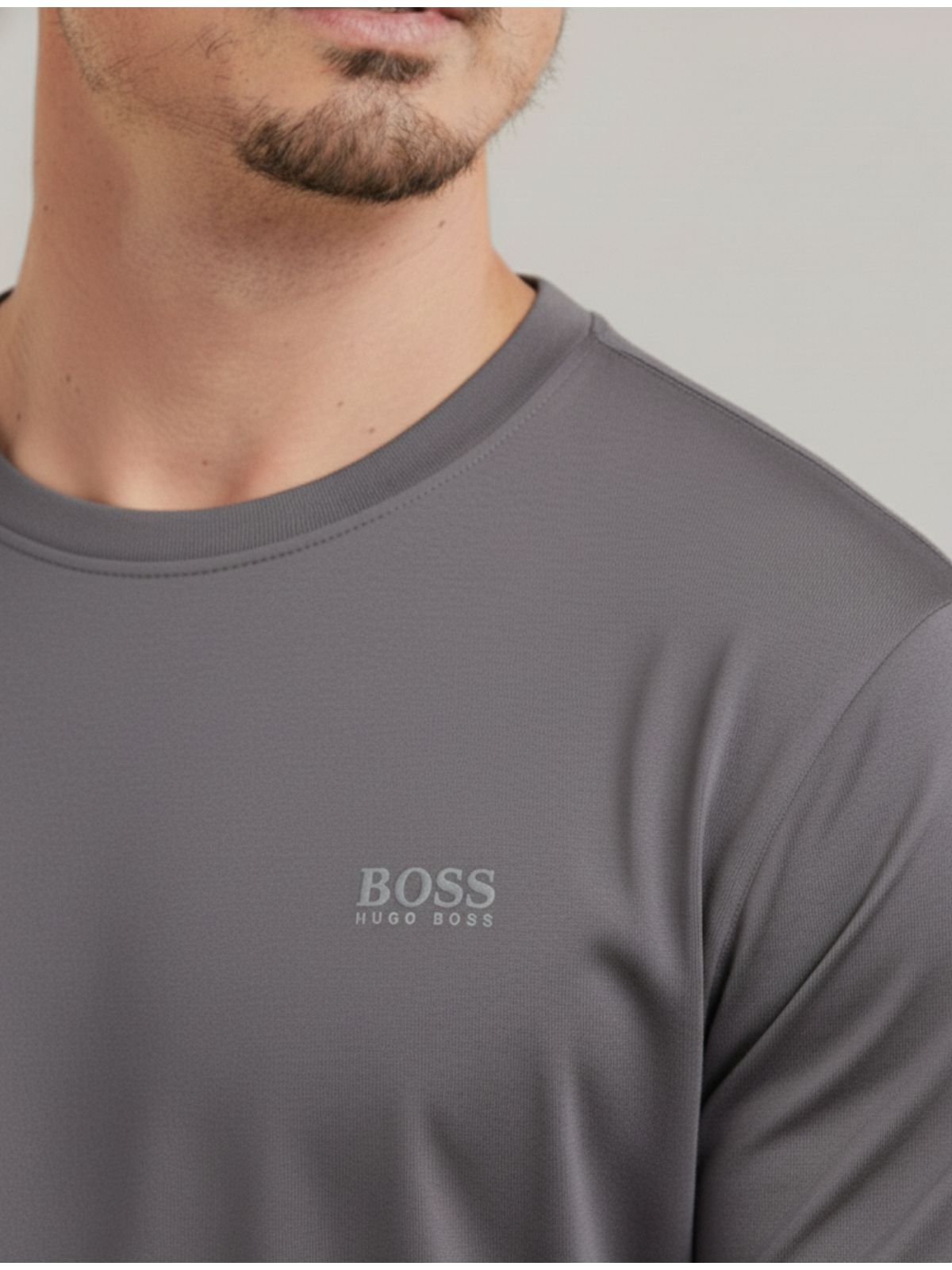 Camiseta Hugo Boss Chinesa - Cinza - SP GRIFES - Camisetas Importadas no Atacado