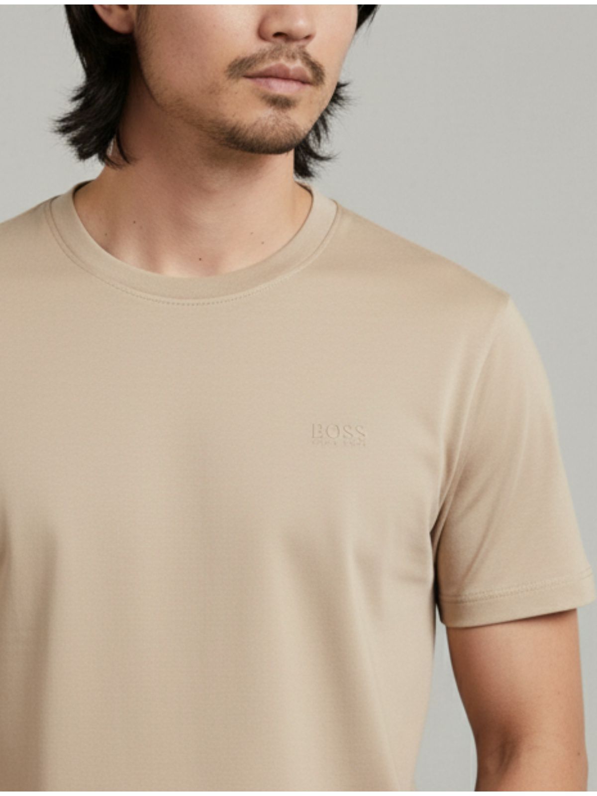 Camiseta Hugo Boss Chinesa - Bege - SP GRIFES - Camisetas Importadas no Atacado