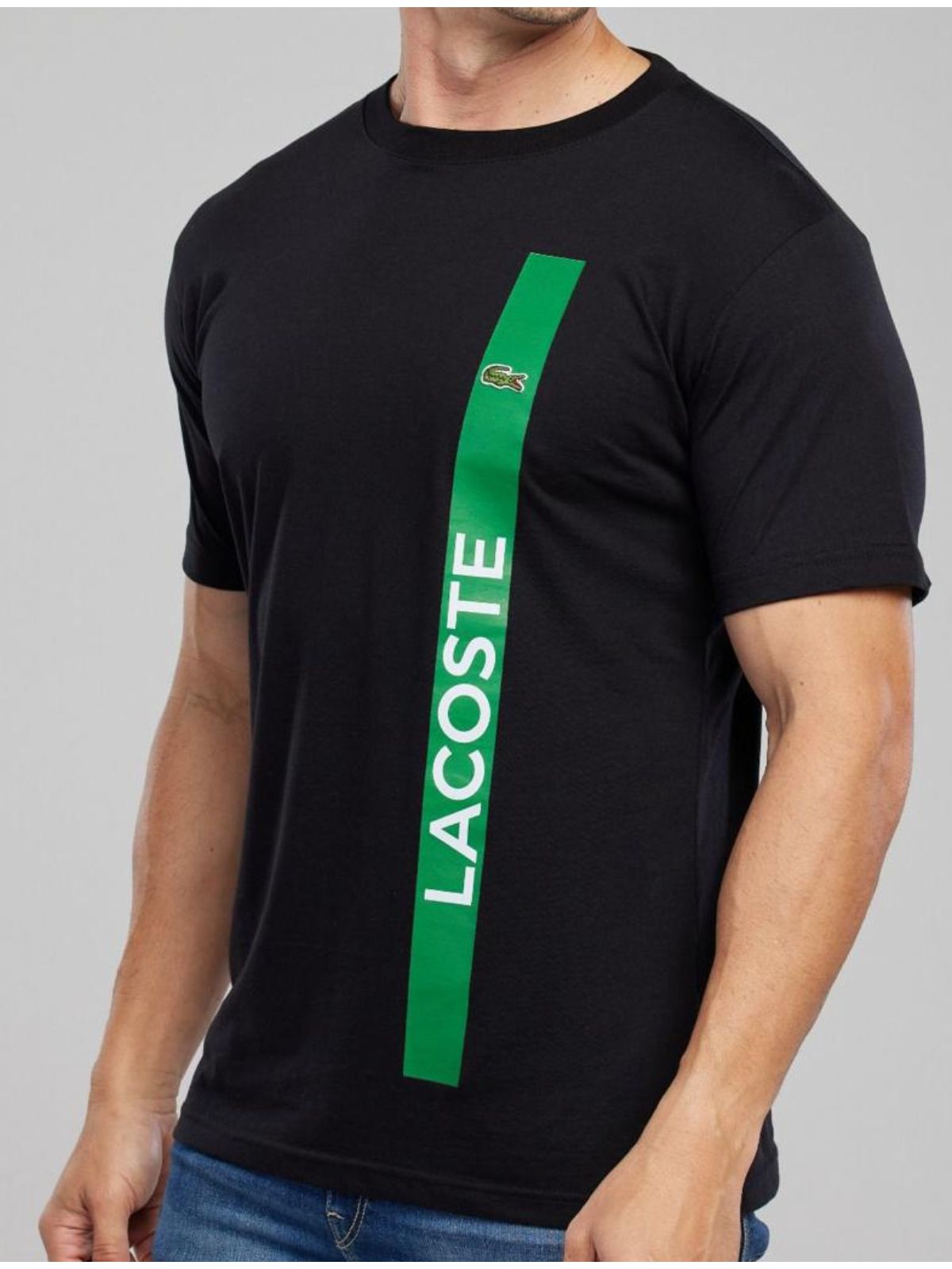 Camiseta Lacoste Preta com Verde Diferenciada - SP GRIFES - Camisetas Importadas no Atacado