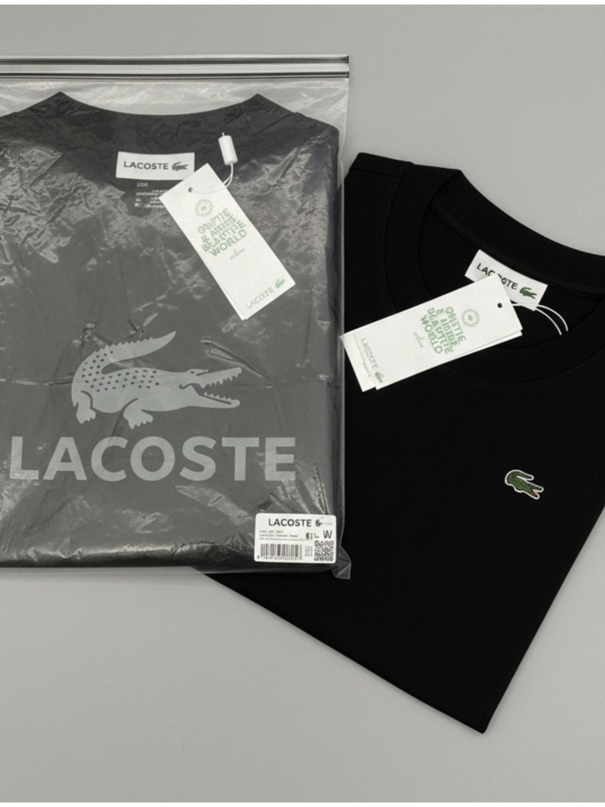Camiseta Lacoste Preta Com Bag - Egípcia - SP GRIFES - Camisetas Importadas no Atacado