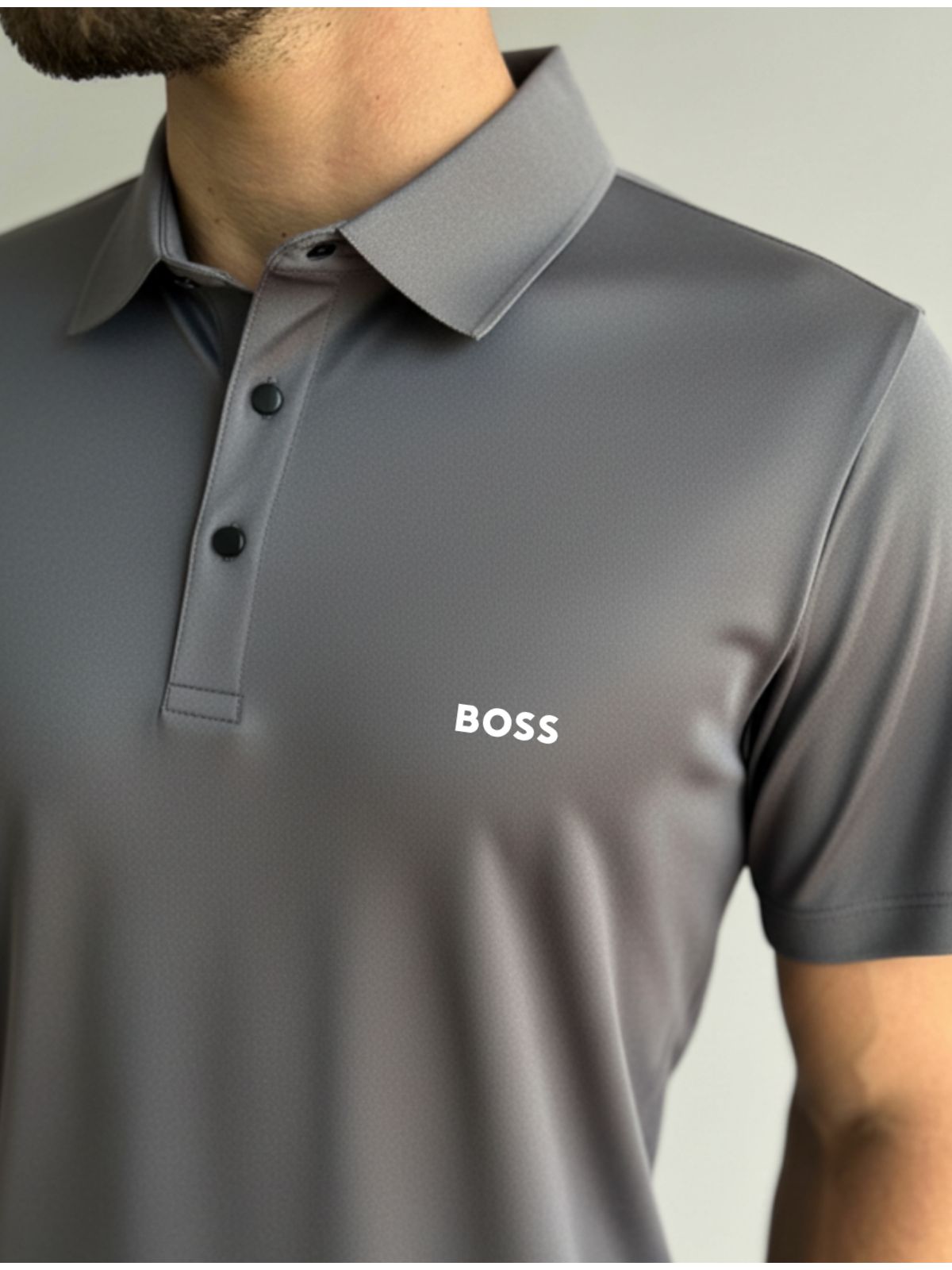 GOLA POLO HUGO BOSS POLIAMIDA - CINZA - SP GRIFES - Camisetas Importadas no Atacado