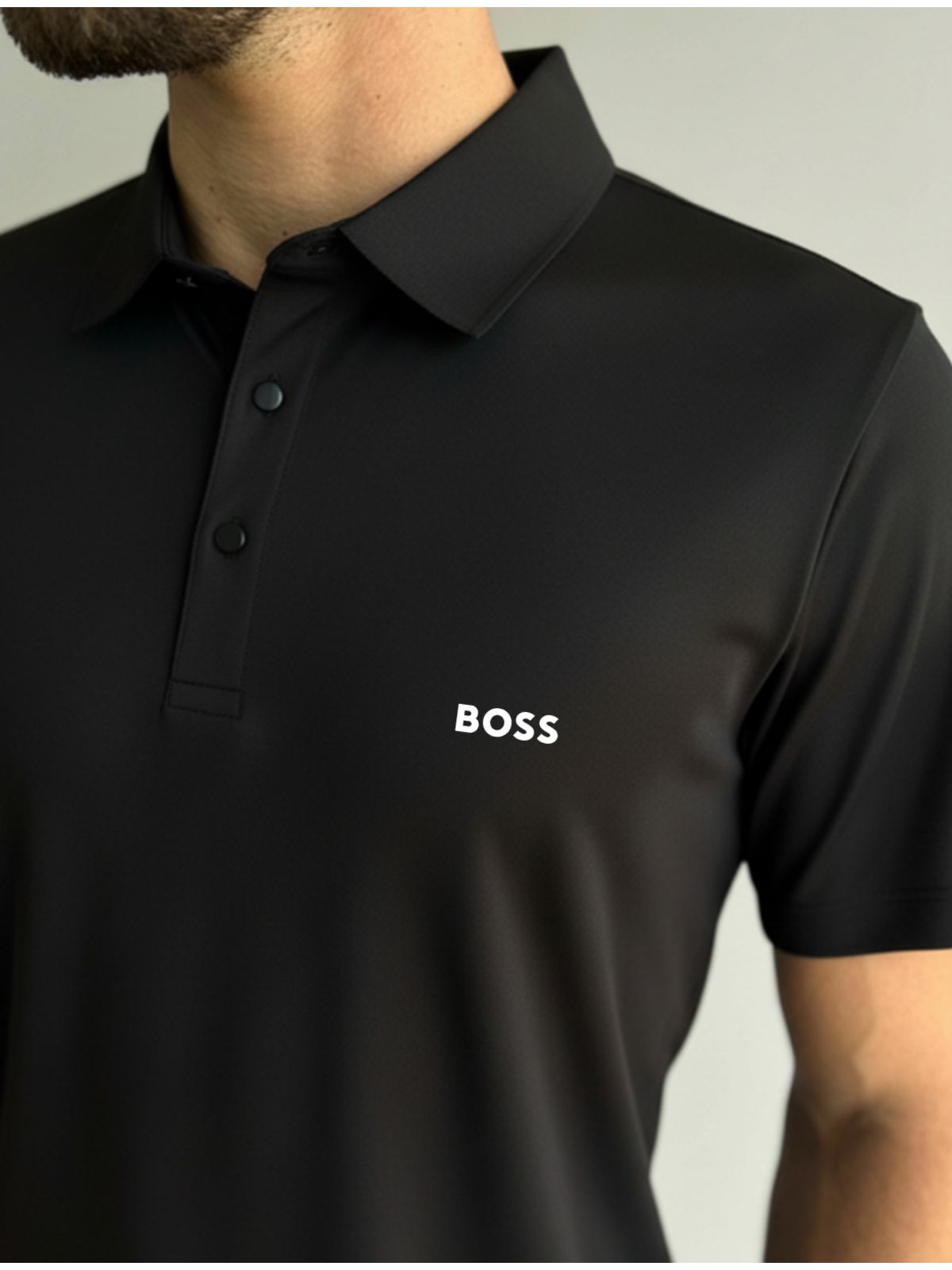 GOLA POLO HUGO BOSS POLIAMIDA - PRETA - SP GRIFES - Camisetas Importadas no Atacado
