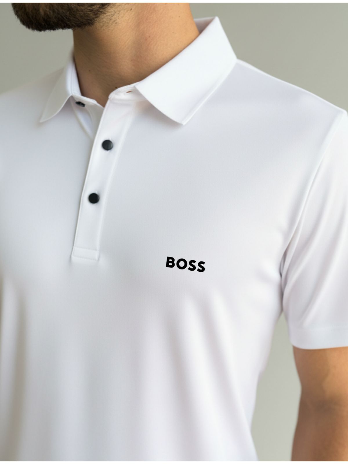 GOLA POLO HUGO BOSS POLIAMIDA - BRANCA - SP GRIFES - Camisetas Importadas no Atacado