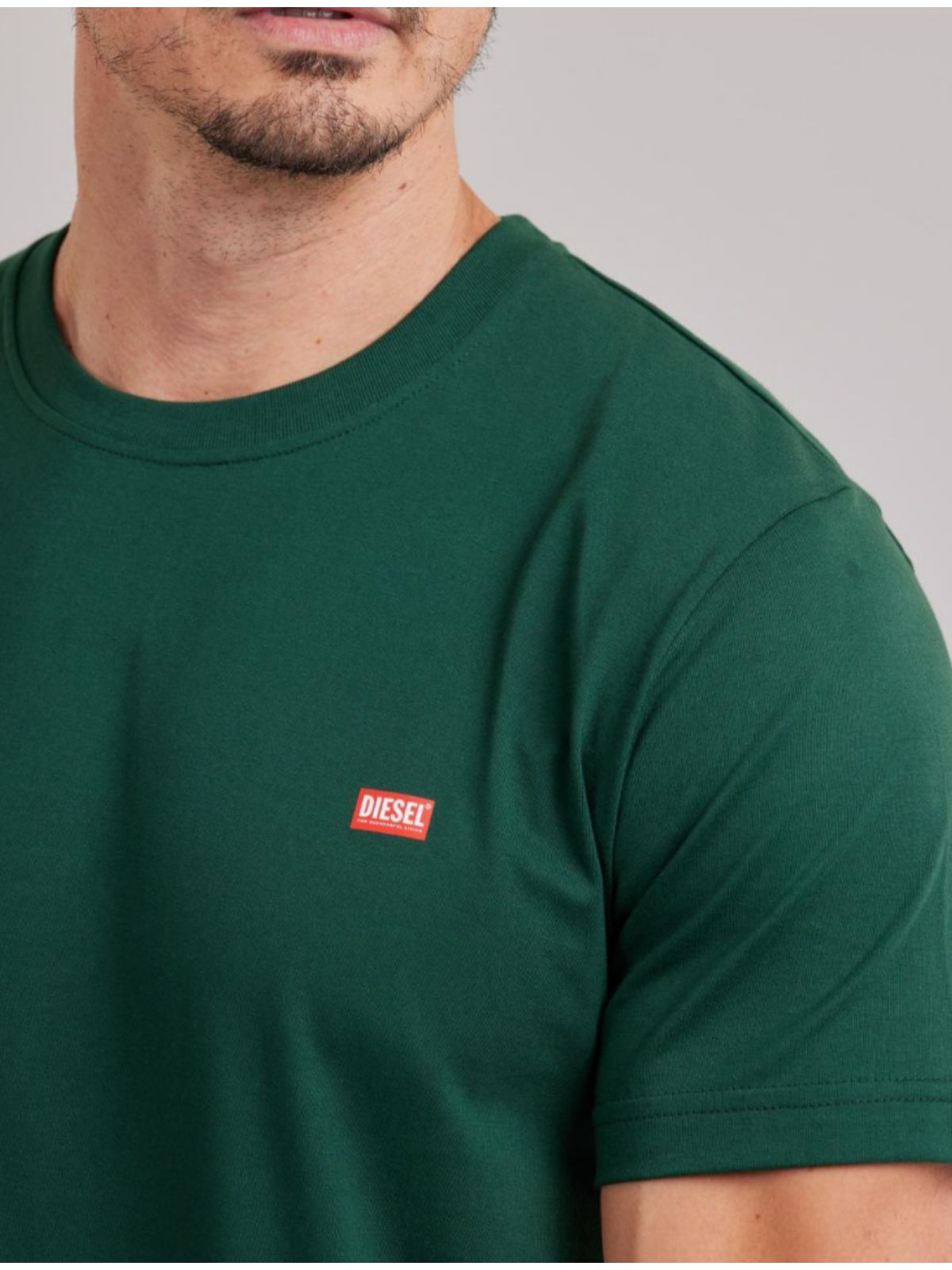 CAMISETA DIESEL - VERDE MUSGO COM LOGO VERMELHA - SP GRIFES - Camisetas Importadas no Atacado