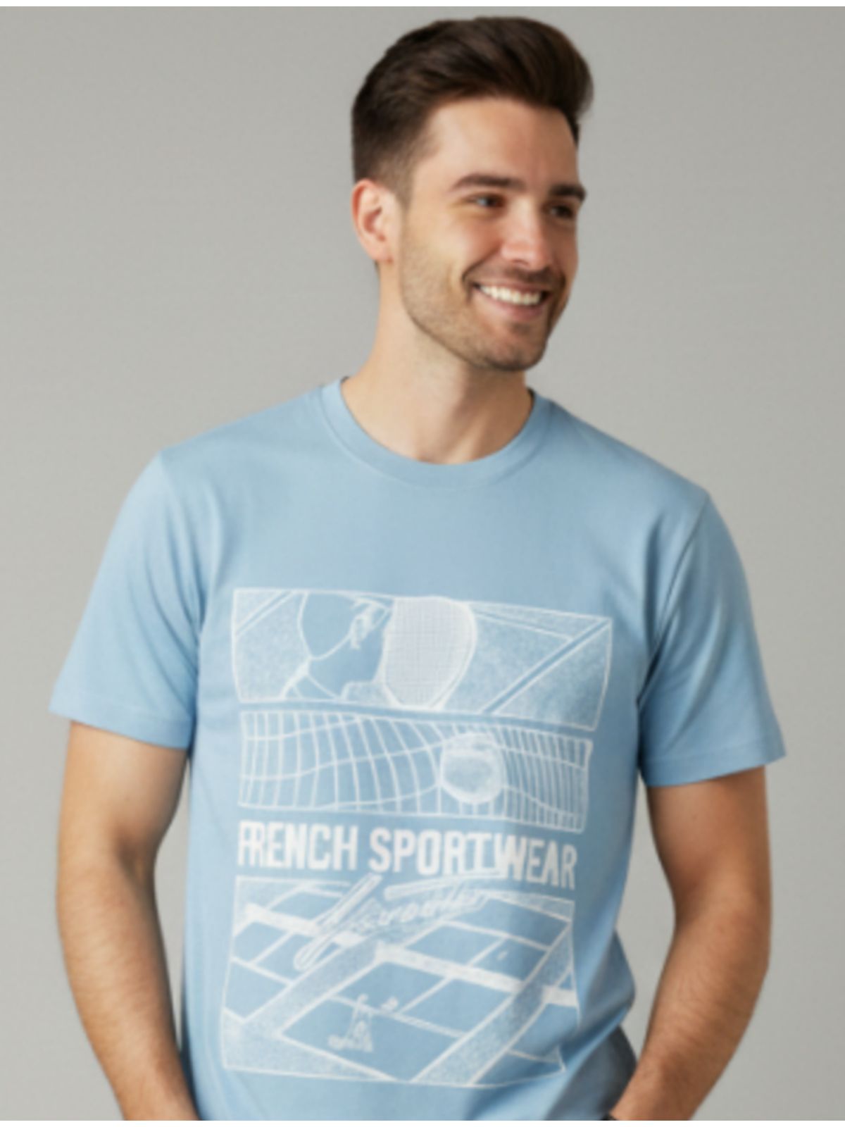 Camiseta Lacoste Estampada - Azul Claro - SP GRIFES - Camisetas Importadas no Atacado
