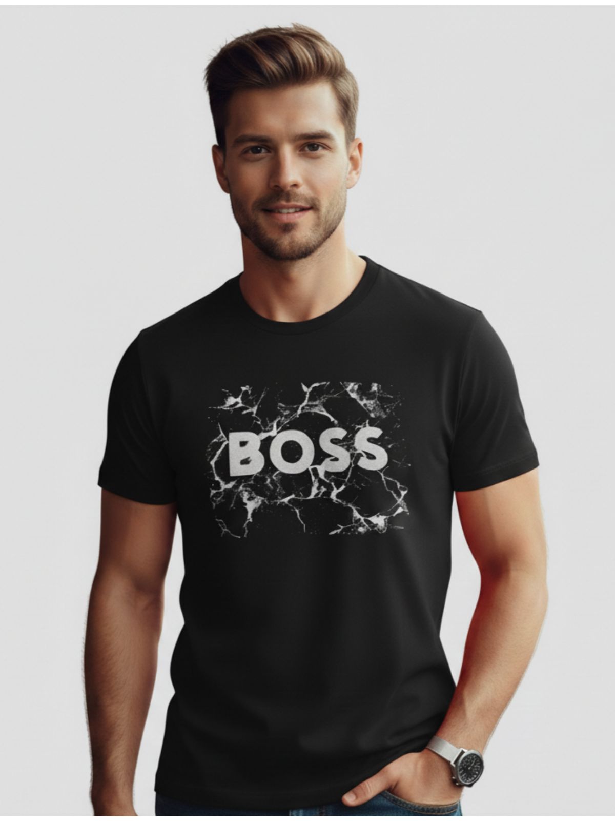 Camiseta Hugo Boss - Preta - Egípcia - SP GRIFES - Camisetas Importadas no Atacado