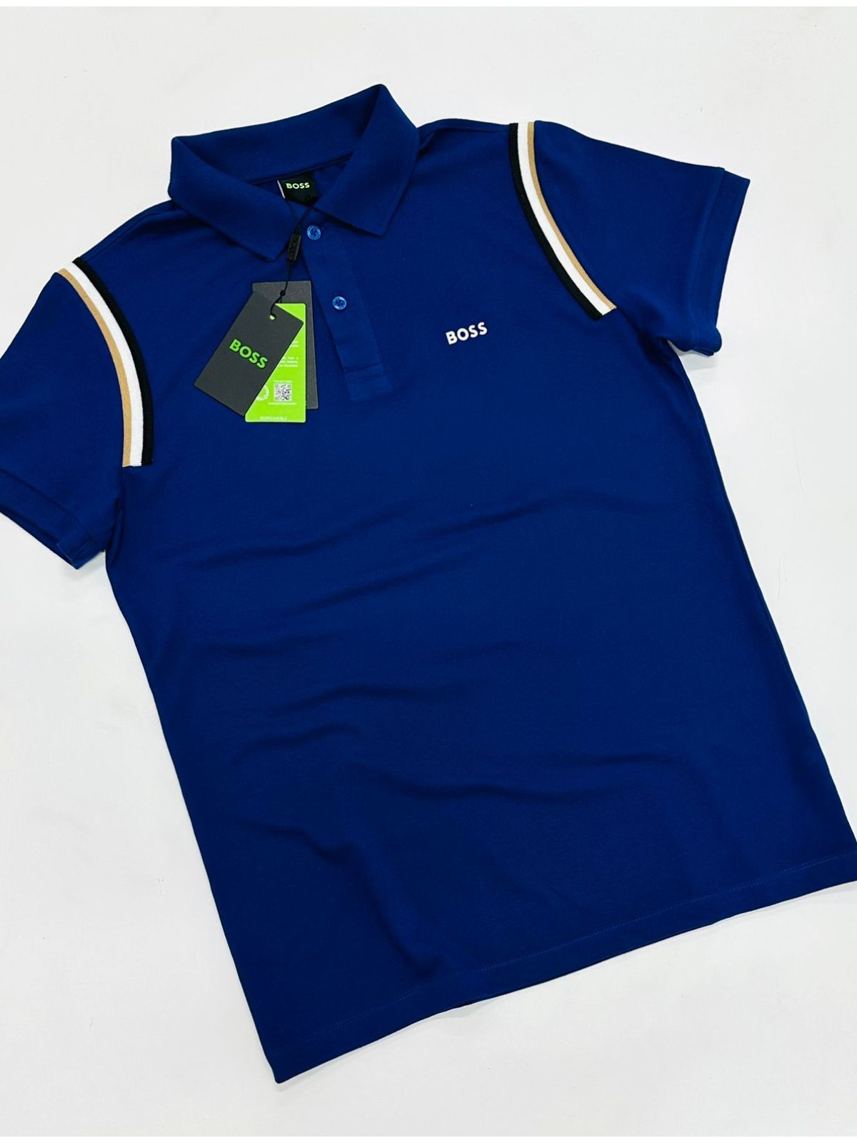 GOLA POLO BOSS DIFERENCIADA NA MANGA - AZUL ROYAL - SP GRIFES - Camisetas Importadas no Atacado