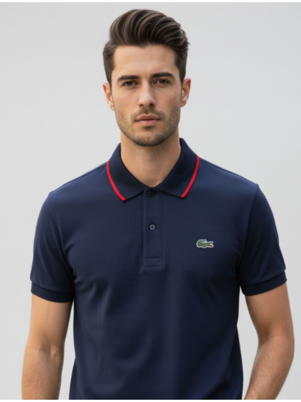 Gola Polo Lacoste Diferenciada Importada - Marinho... - SP GRIFES - Camisetas Importadas no Atacado