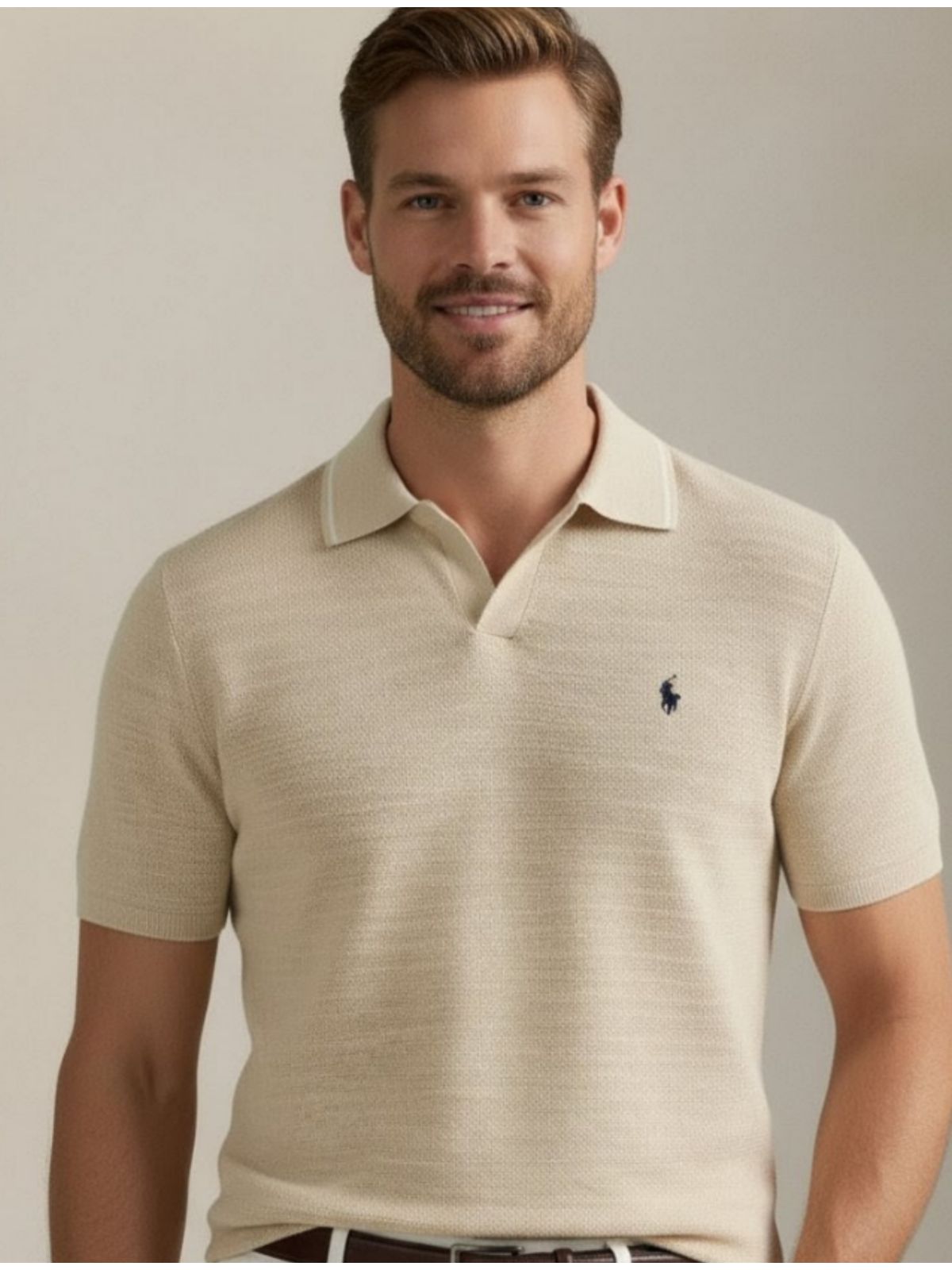 POLO TRICOT RALPH LAUREN -BEGE - SP GRIFES - Camisetas Importadas no Atacado