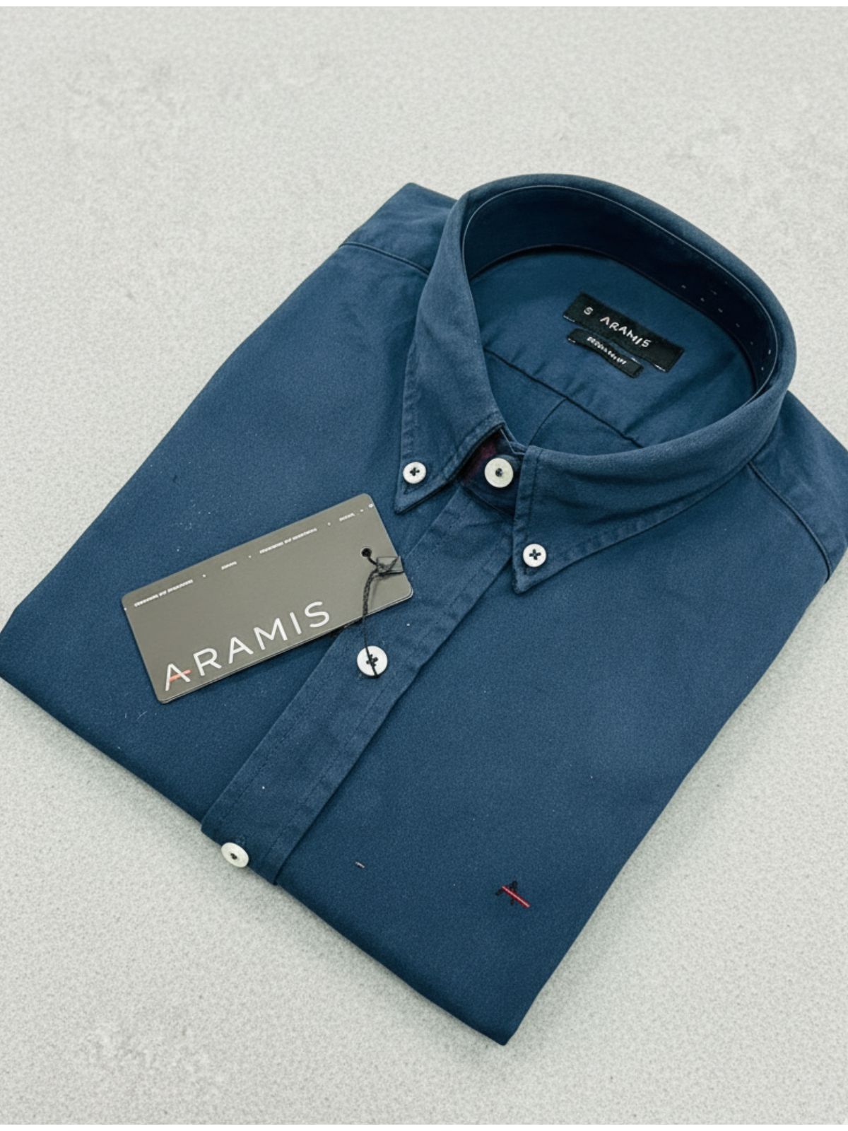 Camisa Social Linho Manga Curta Aramis - Azul Escu... - SP GRIFES - Camisetas Importadas no Atacado