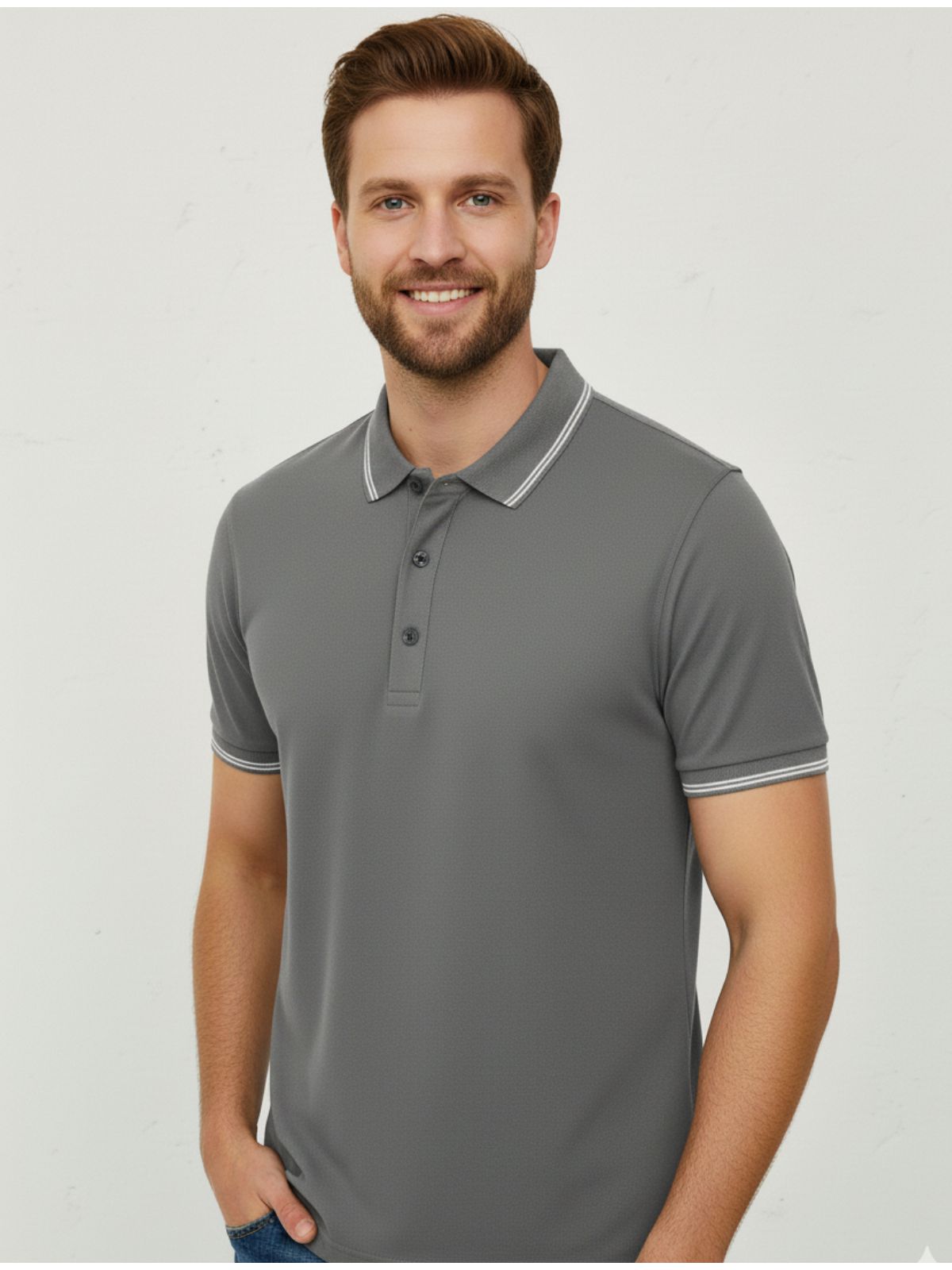 Gola Polo Poliamida Chinesa - Cinza - SP GRIFES - Camisetas Importadas no Atacado