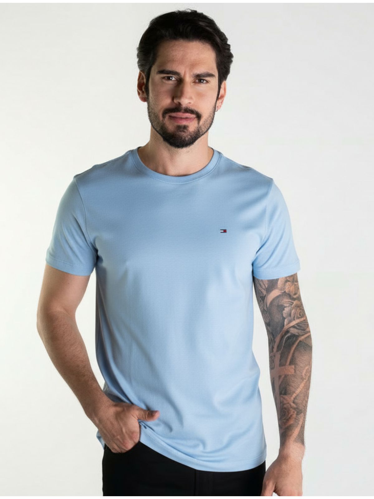 Camiseta Tommy Hilfiger Com Bag - Azul Claro - SP GRIFES - Camisetas Importadas no Atacado