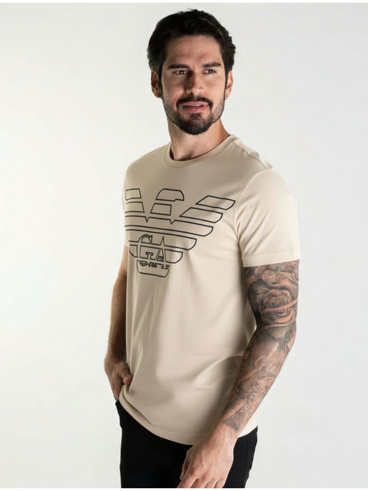 Camiseta Armani Oversized - Bege - Egípcia - SP GRIFES - Camisetas Importadas no Atacado