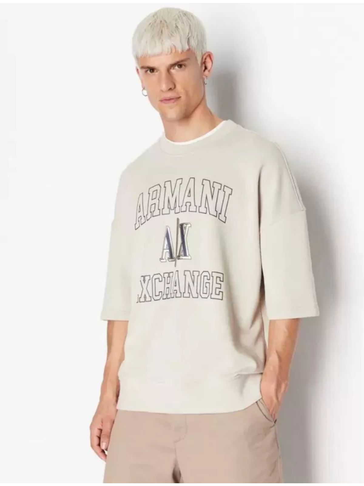 Camiseta Armani Oversized - Bege - Egípcia - SP GRIFES - Camisetas Importadas no Atacado