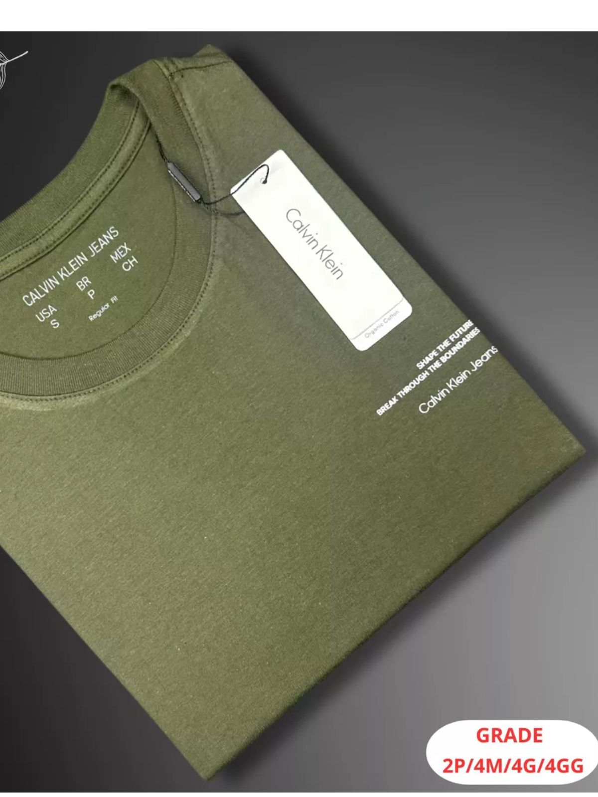 CAMISETA CALVIN KLEIN NACIONAL - VERDE MUSGO - SP GRIFES - Camisetas Importadas no Atacado