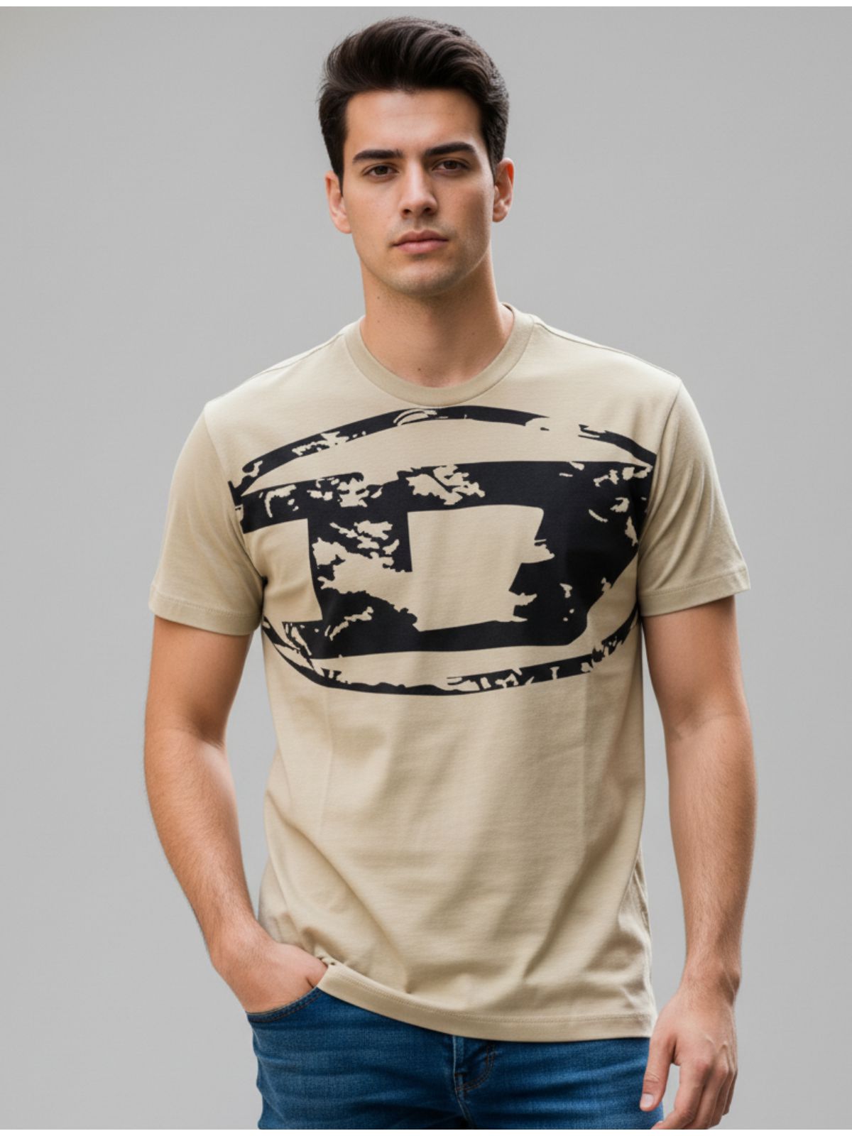 Camiseta Diesel Oversized - Bege - Chinesa - SP GRIFES - Camisetas Importadas no Atacado
